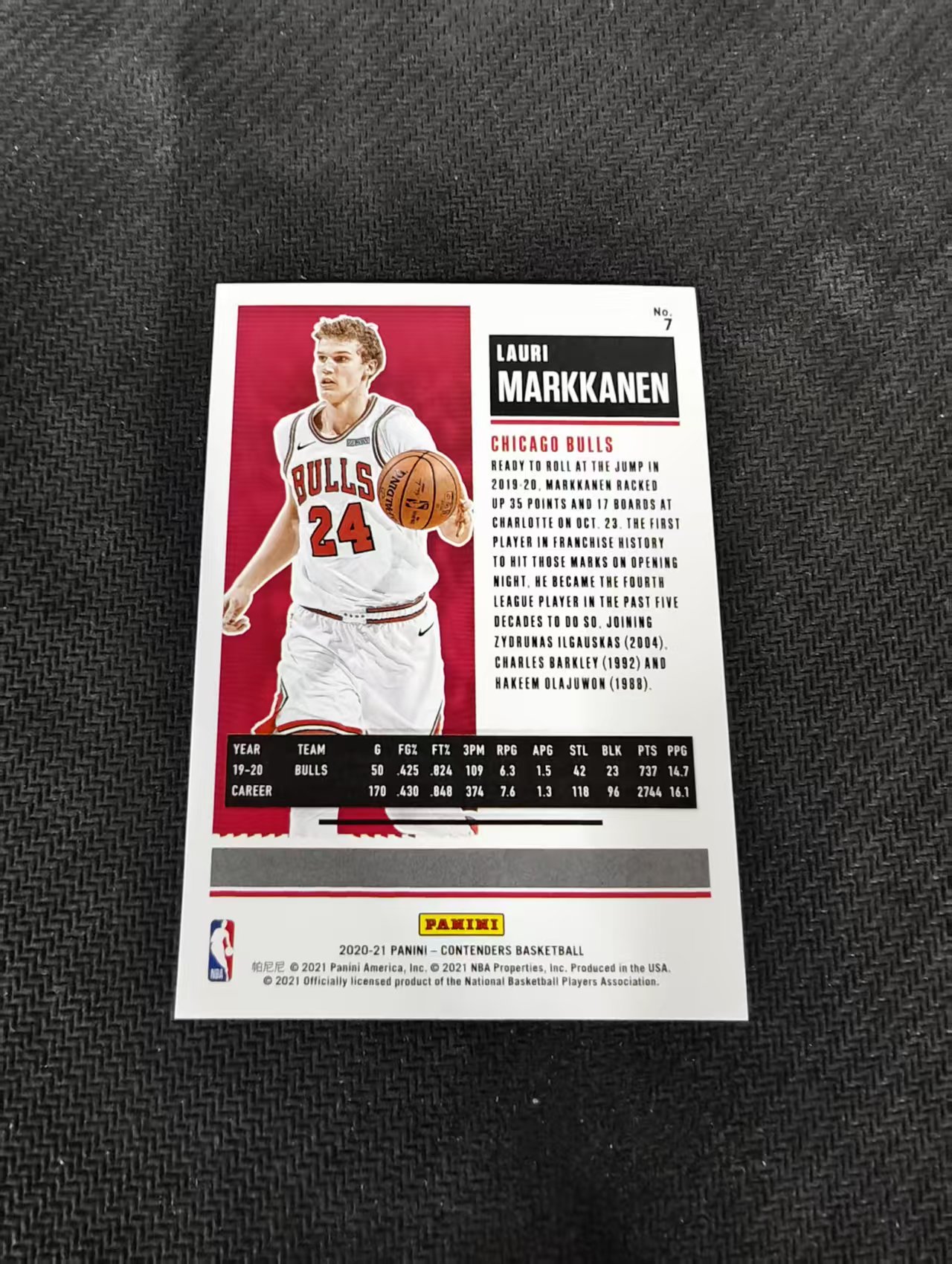 【汽水拍卖】2020-21 Panini Chronicles Lauri Markkanen 劳里 马尔卡宁 公牛 球票 闪卡 149编 微瑕如图