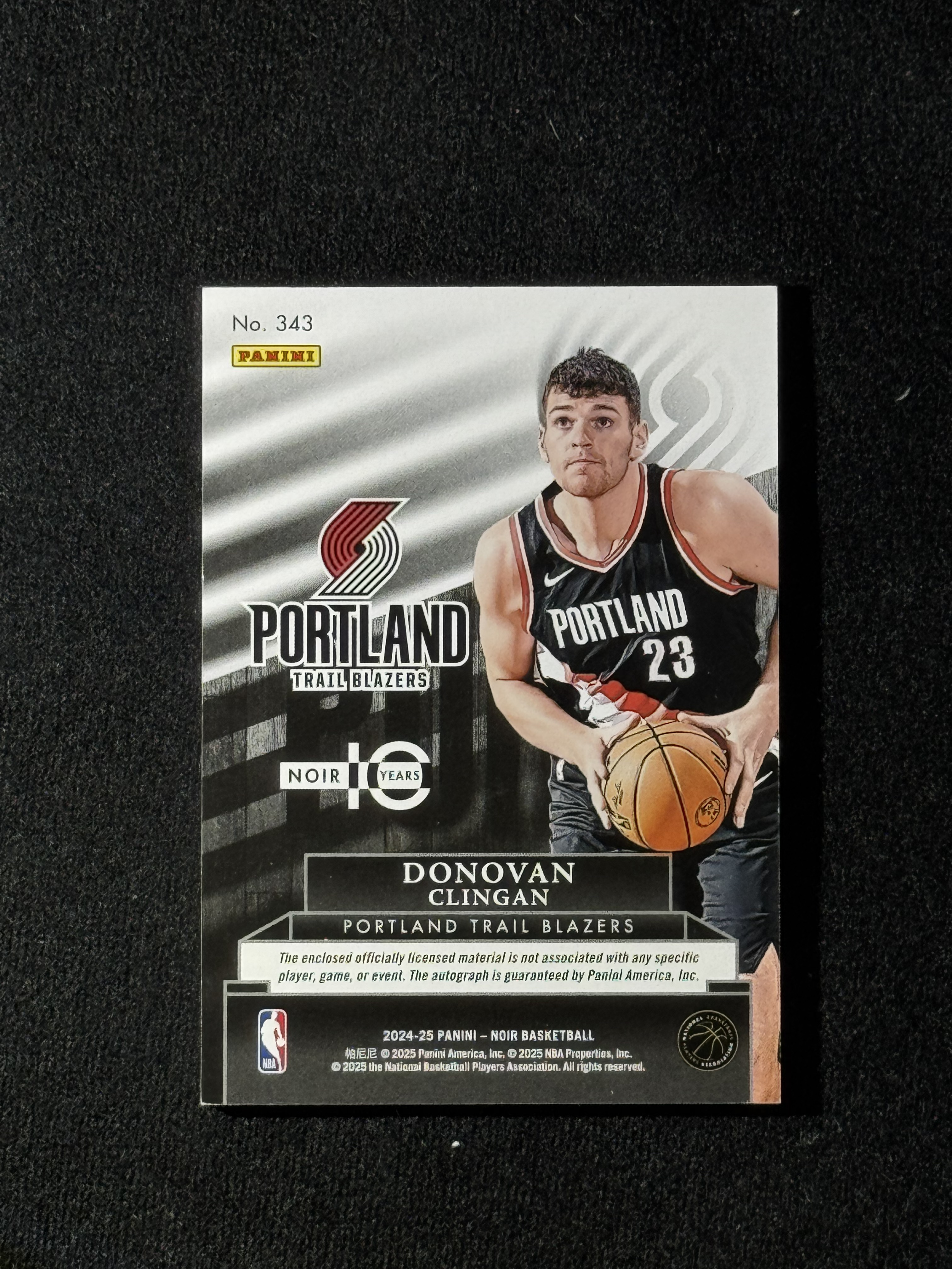 2024-25 Panini Noir Donovan Clingan RC 【扎克代卖】诺尔 开拓者新秀 杨瀚森队友 多诺万 克林根 99编 实卡好看 瑕疵如图 福盒 猪脚饭