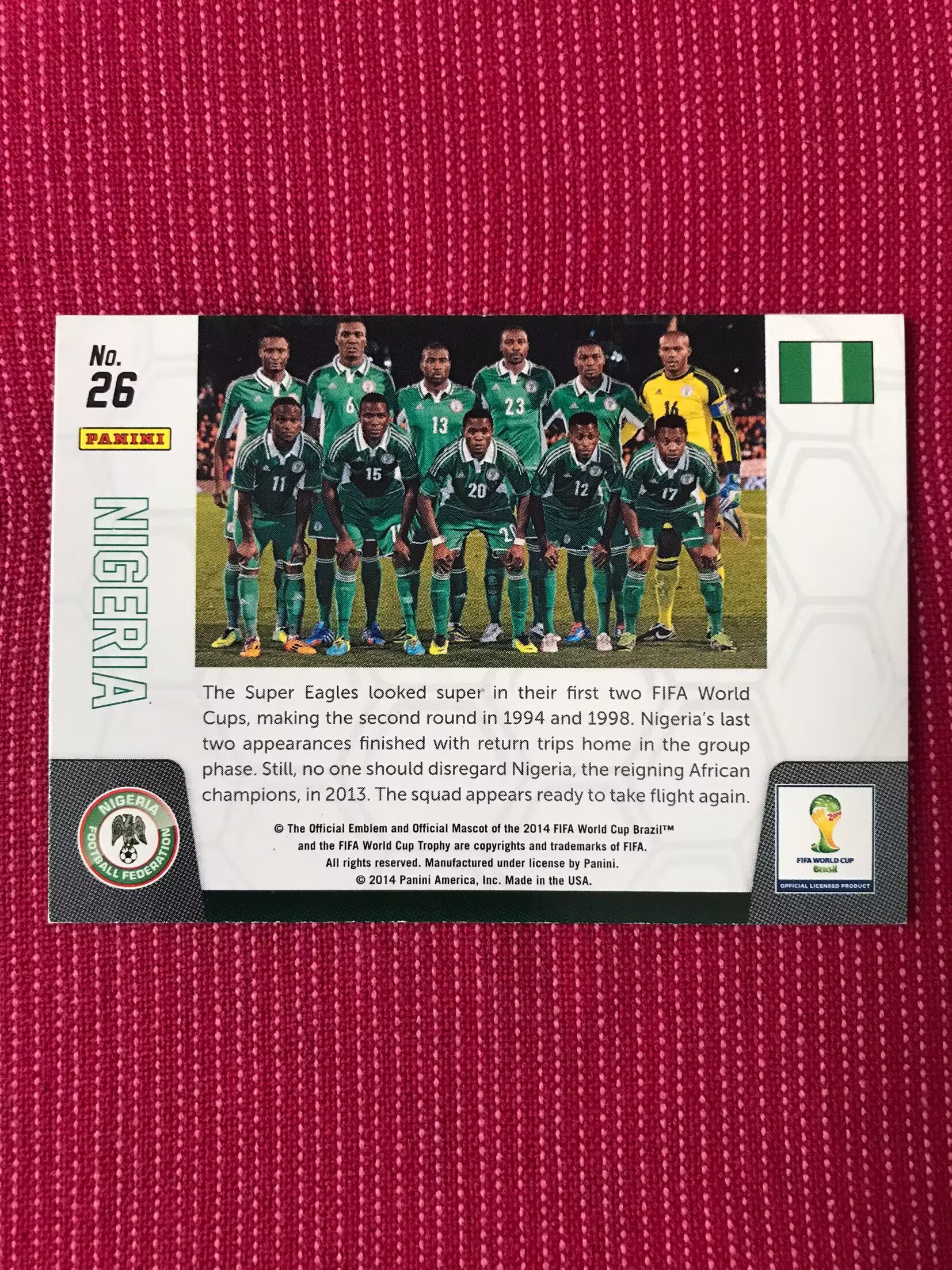 2014 Panini Prizm NIGERIA 【宾森光拍卖第191期】World Cup 全家福 特卡 尼日利亚 元年世界杯