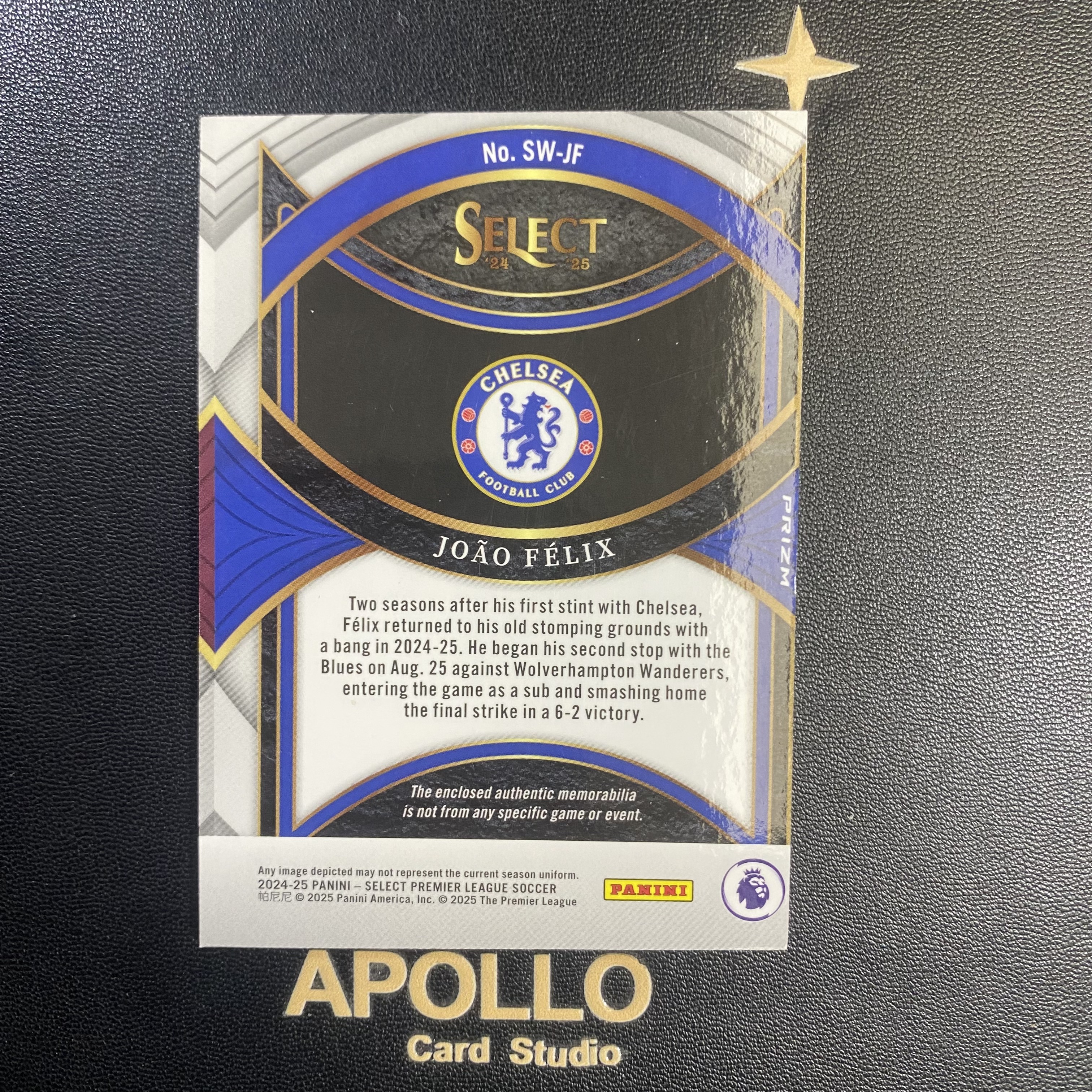 2024-25 Panini Select Joao Felix 若昂 菲利克斯 英超 切尔西 银折 球衣 切割 物料 卡品如图 -枫