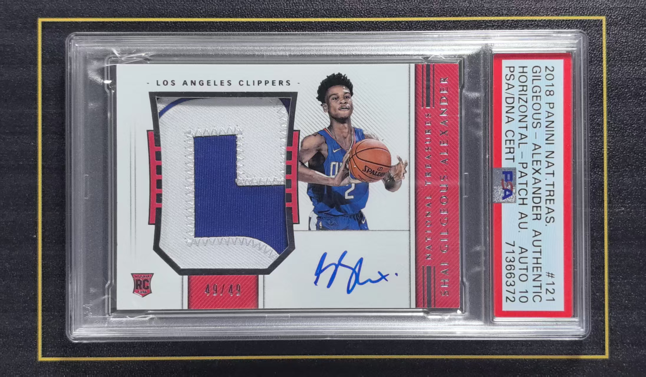 【超新星精品】2018-19 Shai Gilgeous-Alexander 国宝 RC新秀 快船 亚历山大 SGA 49编 尾编 patch签字 RPA 卡签 PSA评级签字10分【V769】