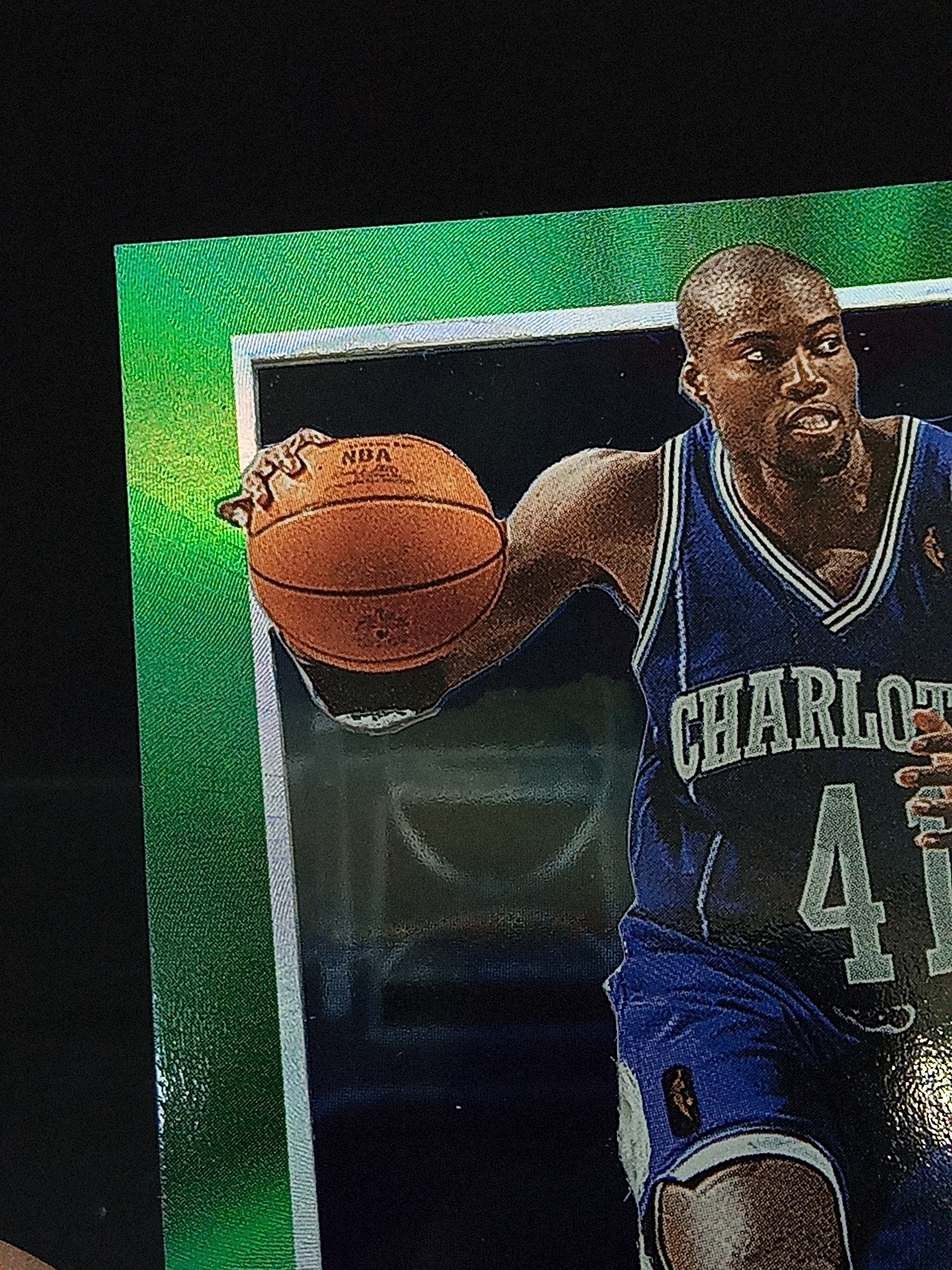 【DC拍卖】9.29小科比(微瑕)`1996-97 Skybox E-X2000 #8 Glen Rice 格伦莱斯 夏洛特黄蜂 绿渐变胶片折射老球星卡`