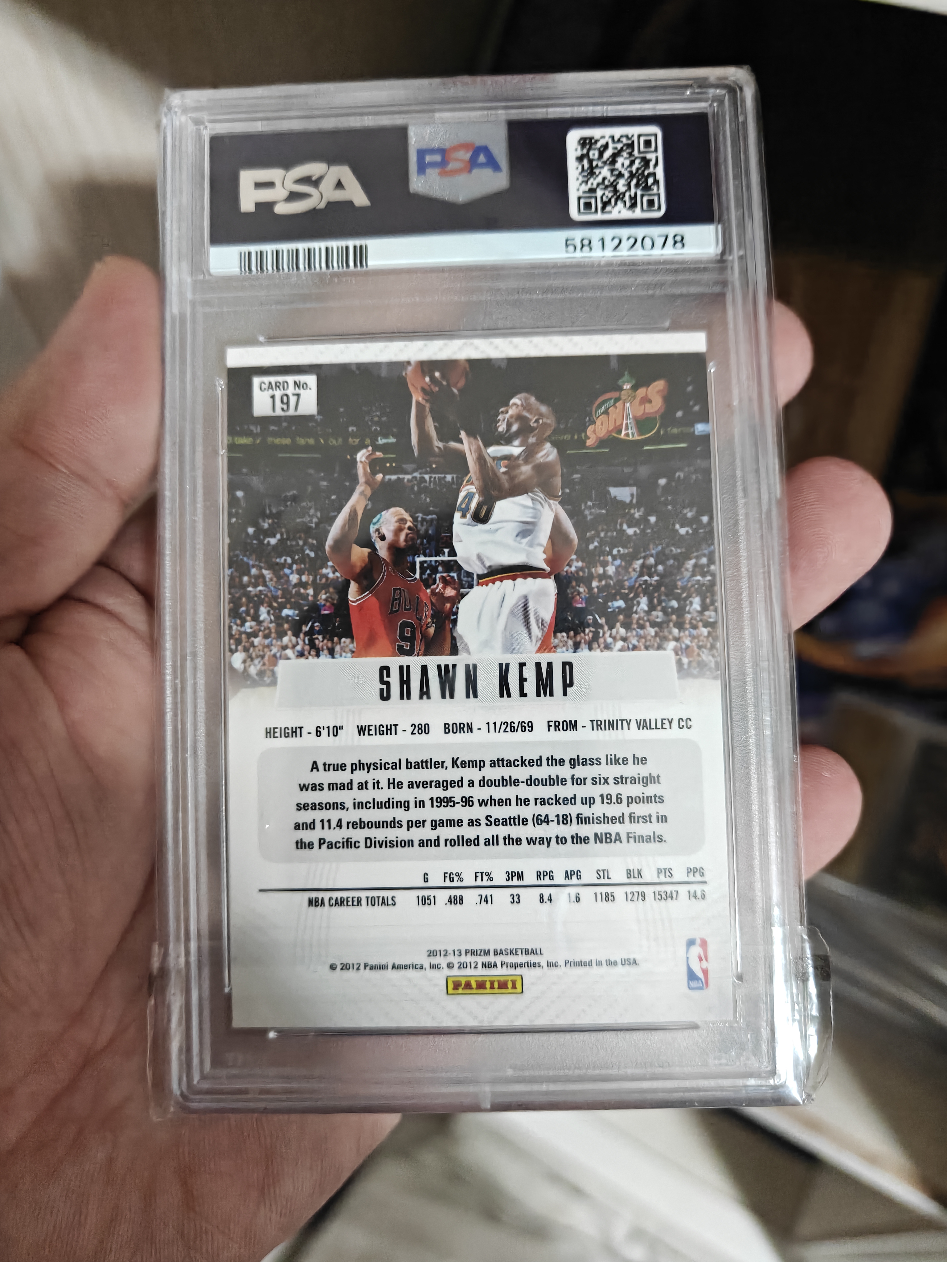 2012-13 Panini Prizm Shawn Kemp #197 PSA9 坎普 肖恩 雨人 元年 元年pz 名宿 特别值钱