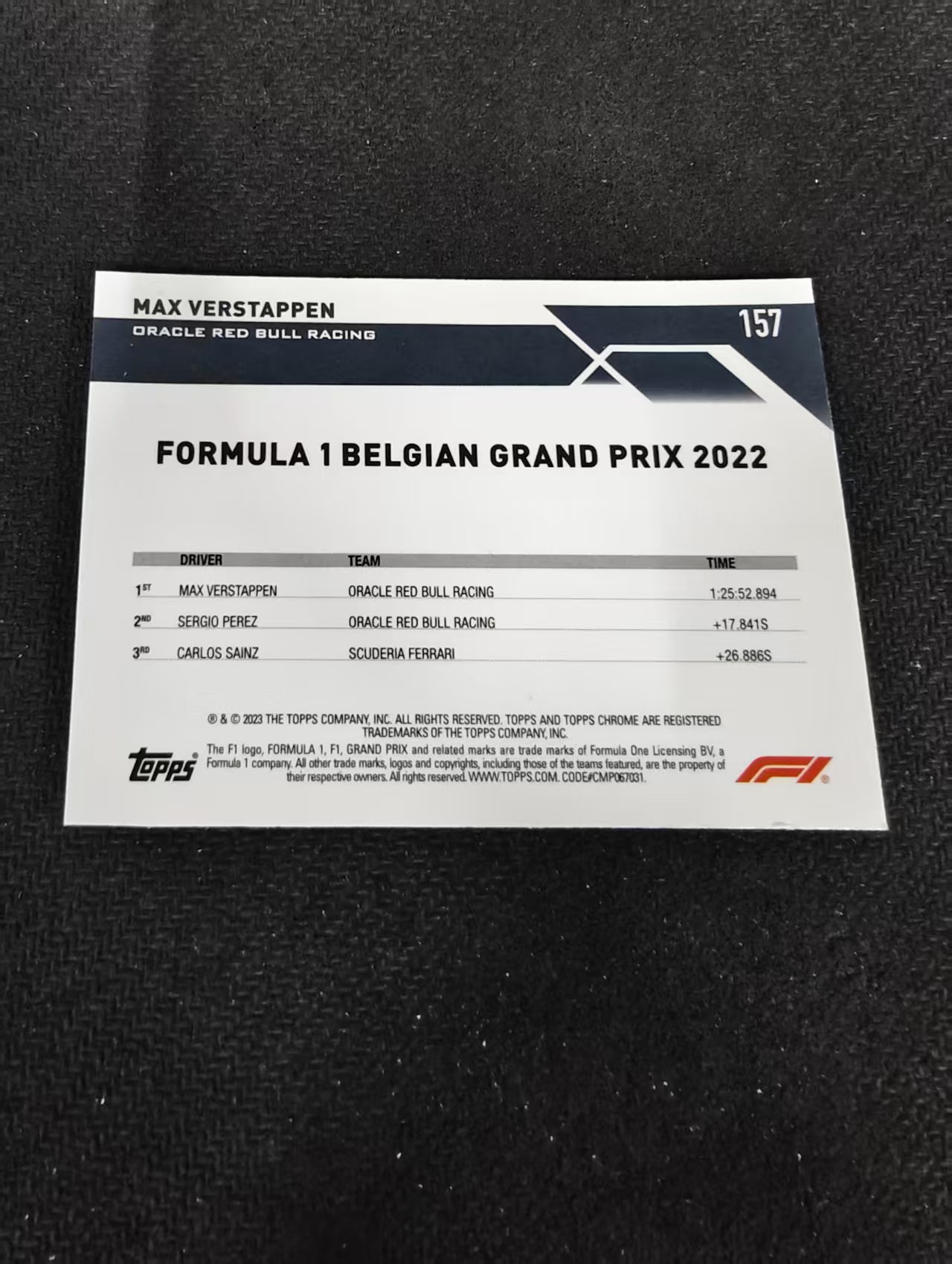 2023 Topps Chrome F1 Max Verstappen 维斯塔潘 红牛 划痕 边角瑕疵 #157