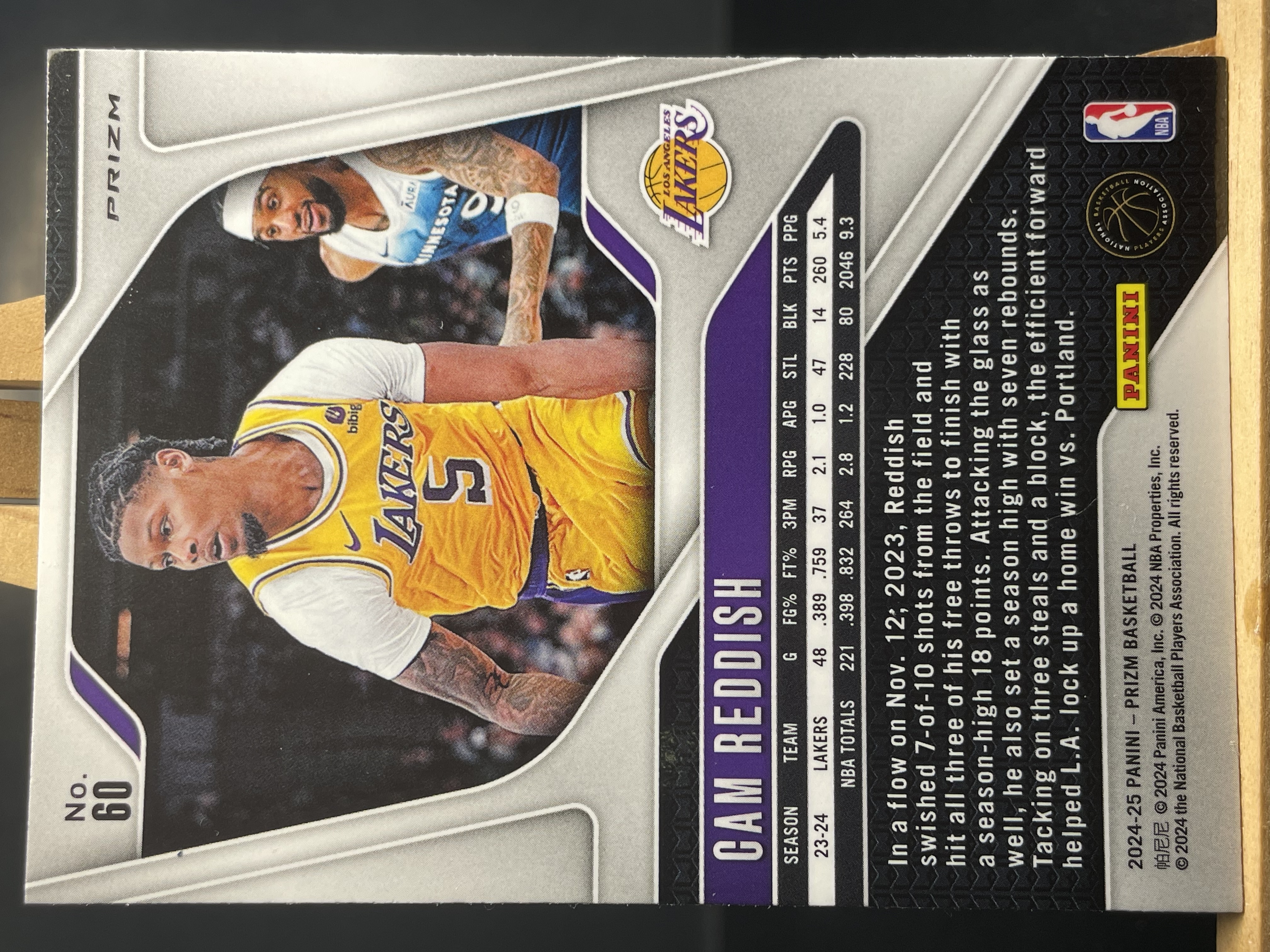 (B3) 2024-25 PANINI PRIZM 三色折 卡姆 雷迪什 湖人 实卡好看 收藏凑套必备 卡品如图 !!!
