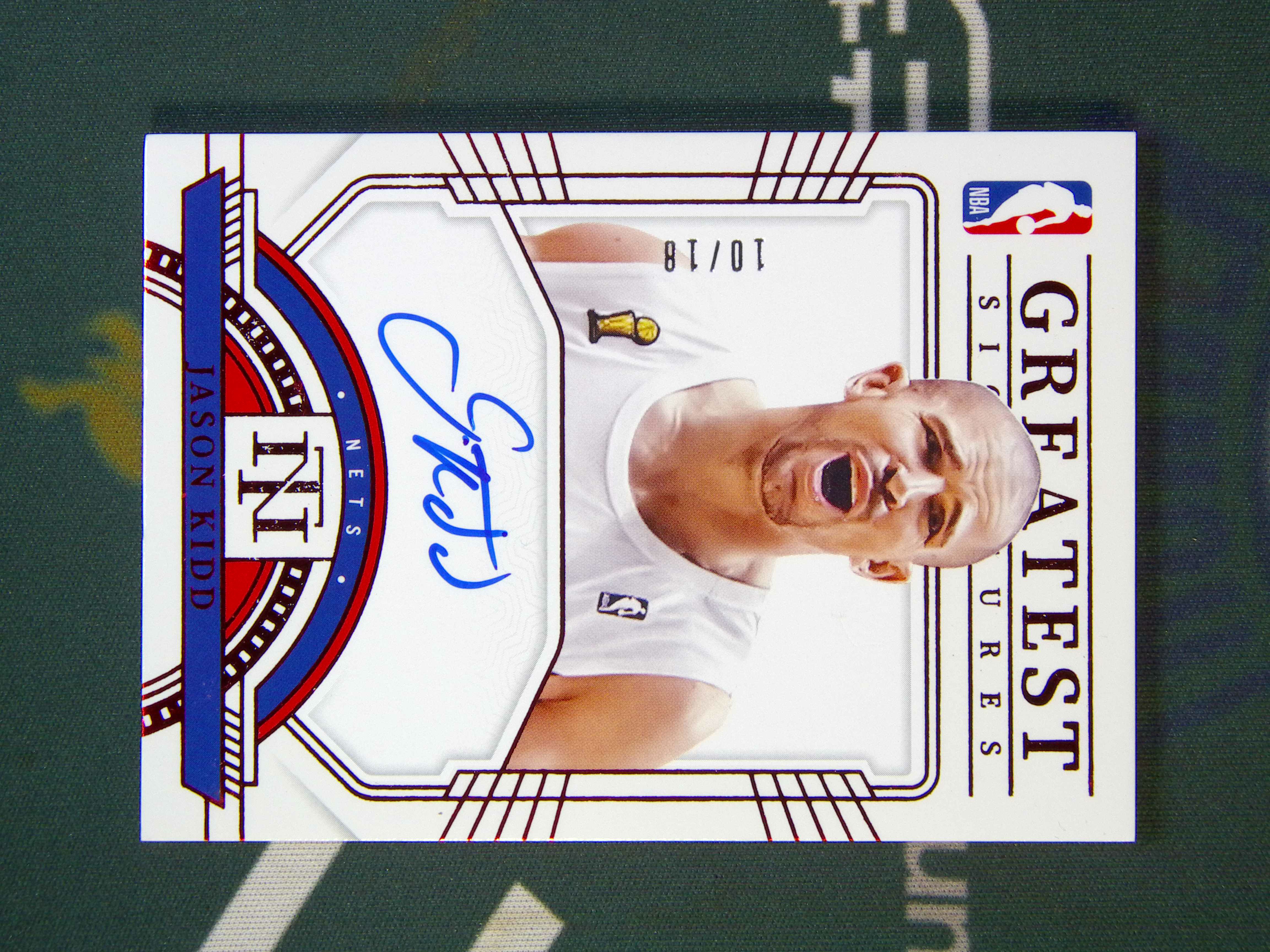 2023-24 Panini National Treasures Jason Kidd 【LZK 11ZR538】国宝 贾森 基德 /18编 签字 卡签 伟大签 篮网