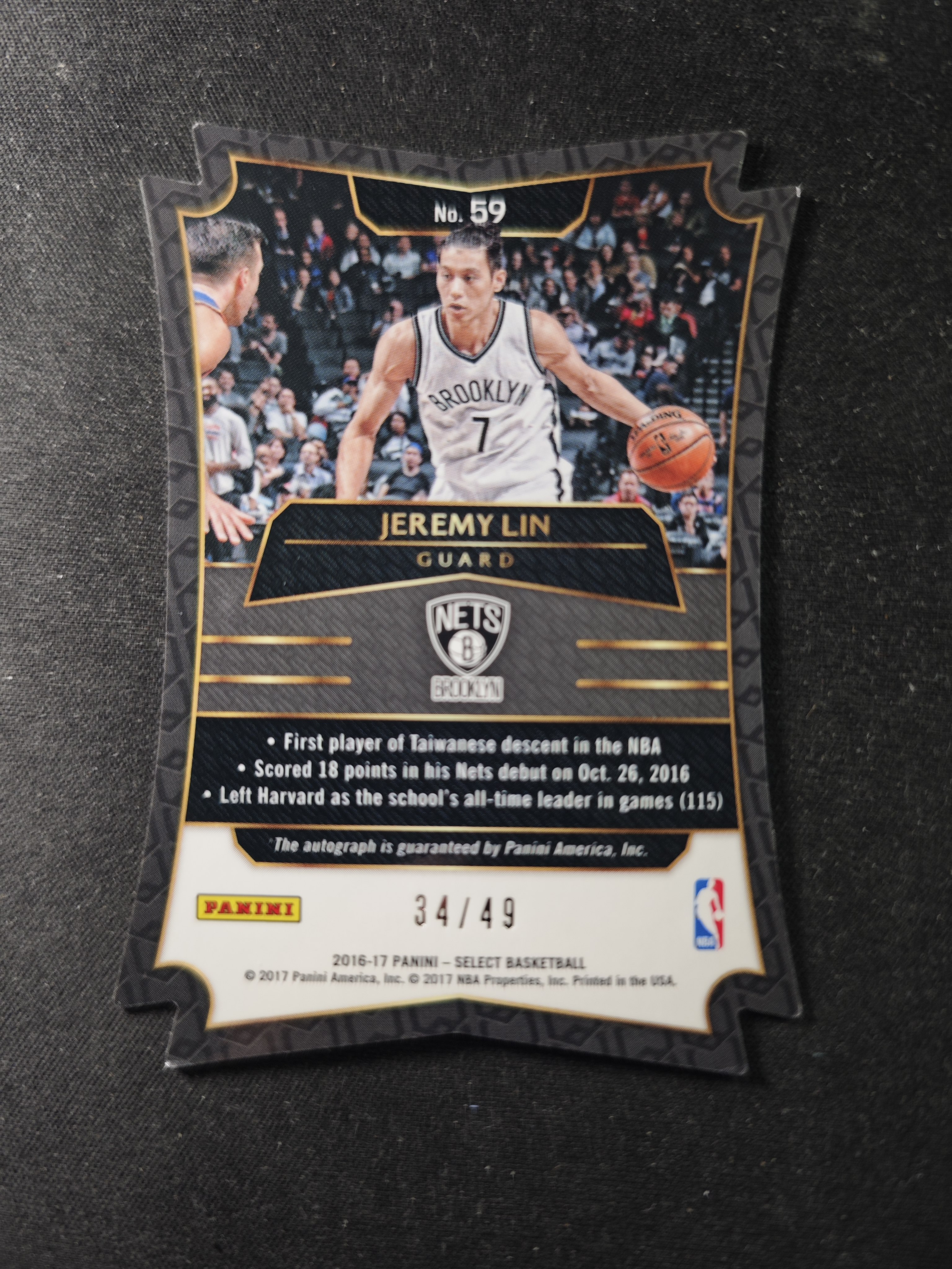 【蛤蟆特卖】SHI 林书豪 林疯狂 华人之光 2016-17 PANINI SELECT系列 稀有签字 限量49编 异形盾牌设计 超级漂亮 稀有好卡 边角微瑕 卡品如图 专收必备!