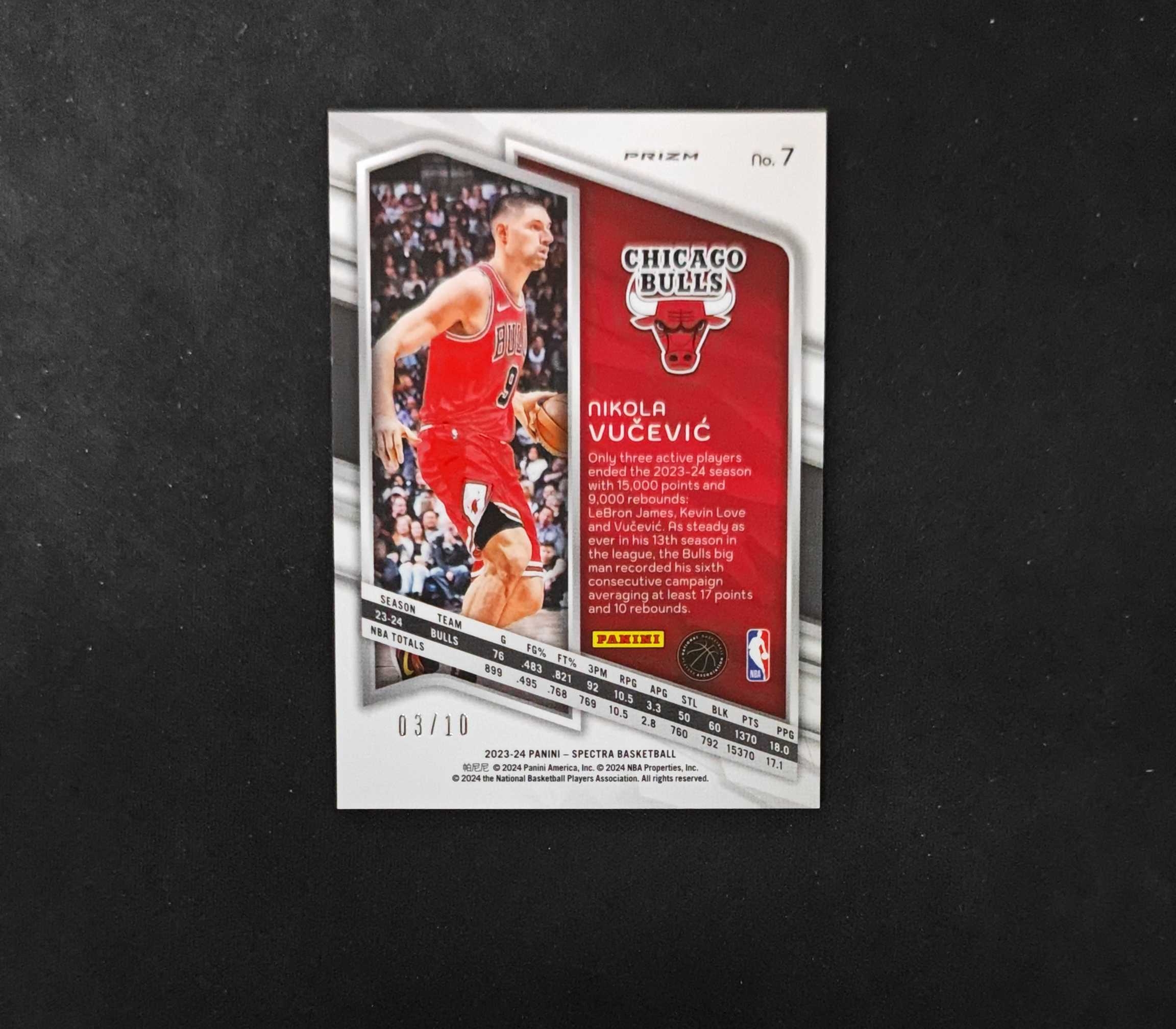 2023-24 Panini Spectra Nikola Vucevic 【SC拍卖】光谱 公牛 武切维奇 3/10编 金hyper 收藏必备(ing哥)