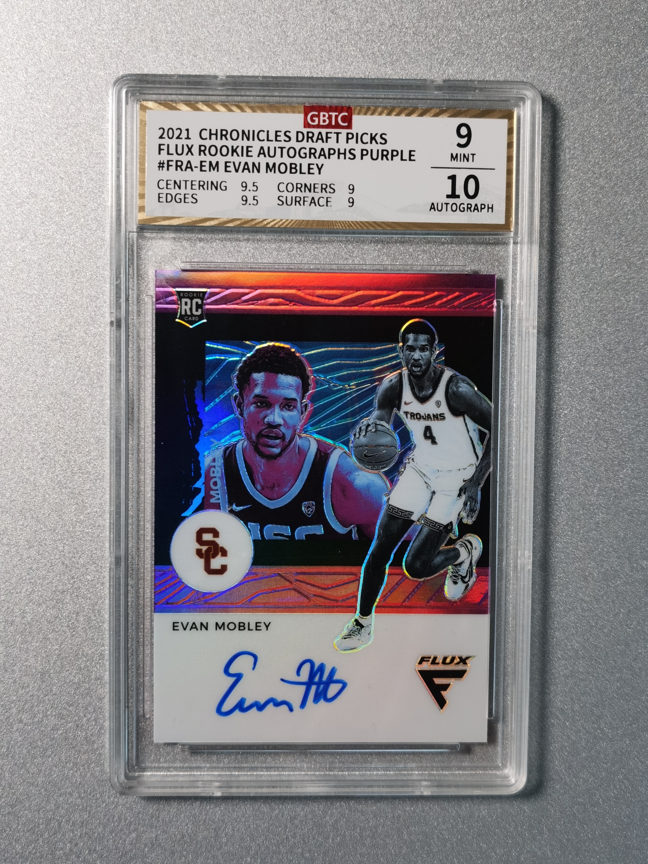 2021 Panini Chronicles Draft Picks Evan Mobley RC 编年史大学 骑士 埃文莫布利 莫布里 flux 新秀签字 16/25编卡签 GBTC公博评级9/10分