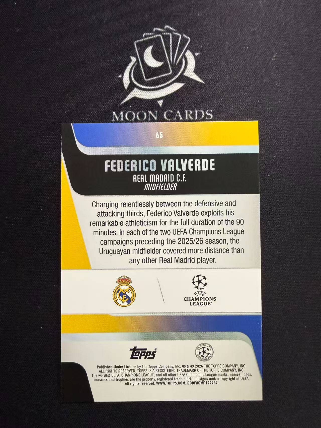 【梦卡拍卖】 2026 TOPPS Champions League Federico Valverde 巴尔韦德 75编 折射 欧冠 细节如图 #Ci# 三金喵姐