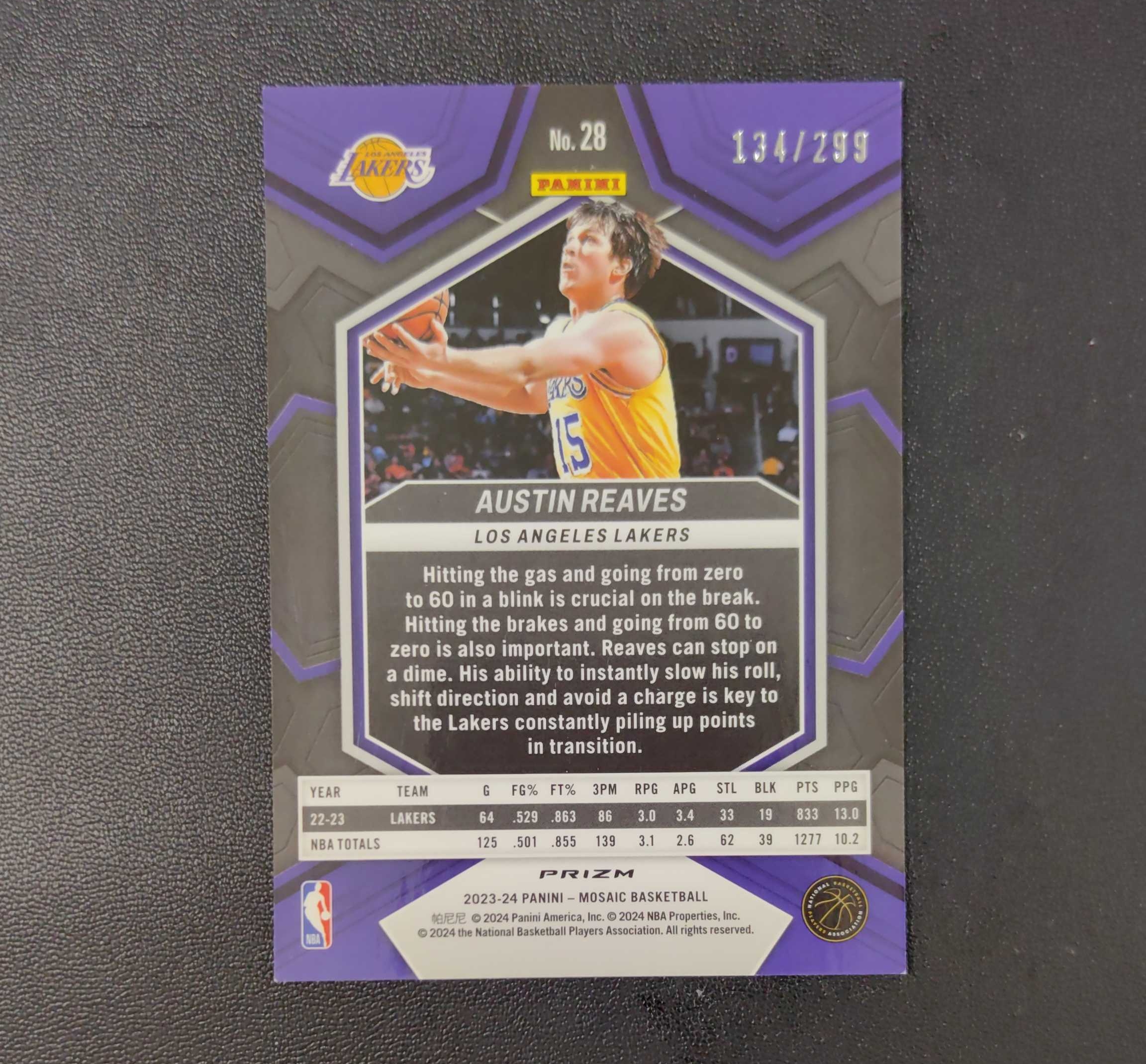 2023-24 PANINI MOSAIC AUSTIN REAVES 奥斯汀 里夫斯 /299编 马赛克 红熔岩折 湖人 东契奇 sga 库里 文班亚马 詹姆斯 多张再拍