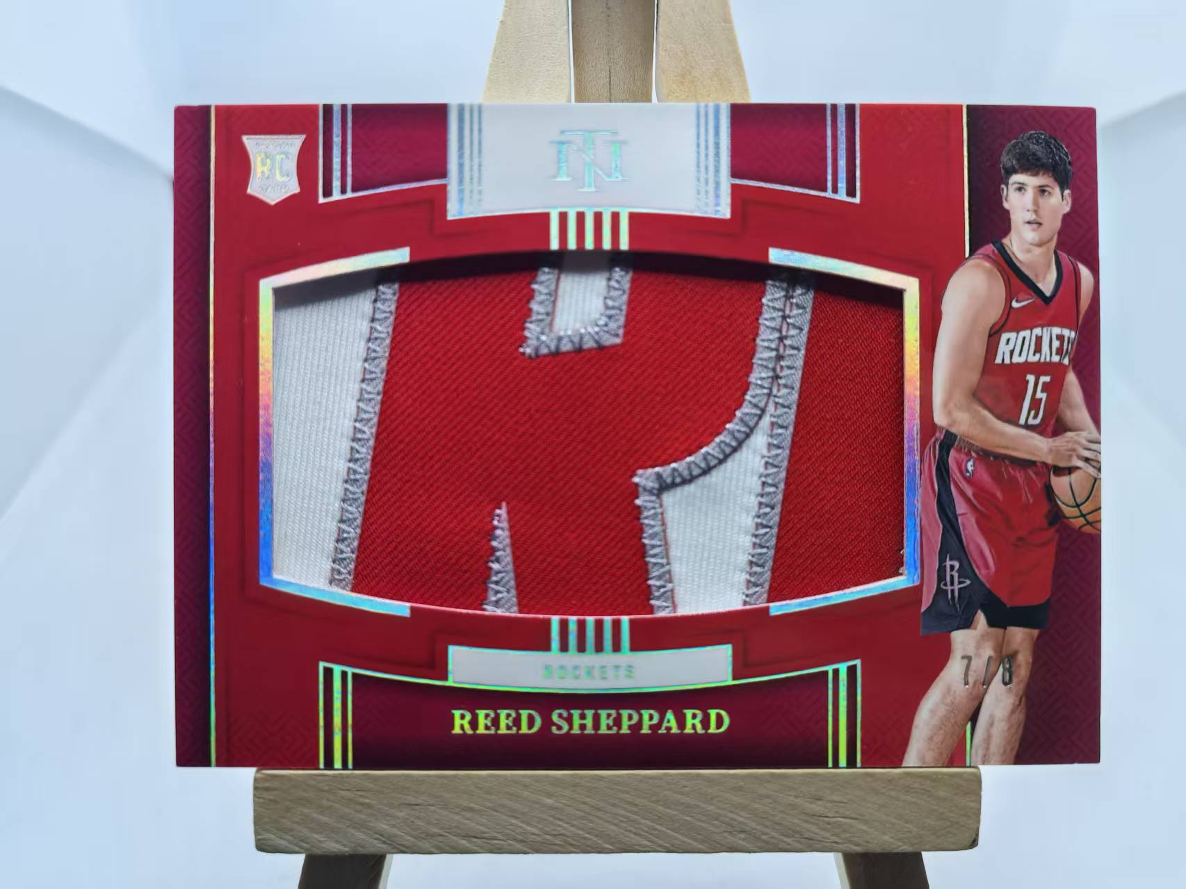 2024-25 Panini National Treasures Reed Sheppard RC 国宝 火箭 新秀 里德 谢泼德 大窗 球衣 真字母 R 暴力切割 7/8编