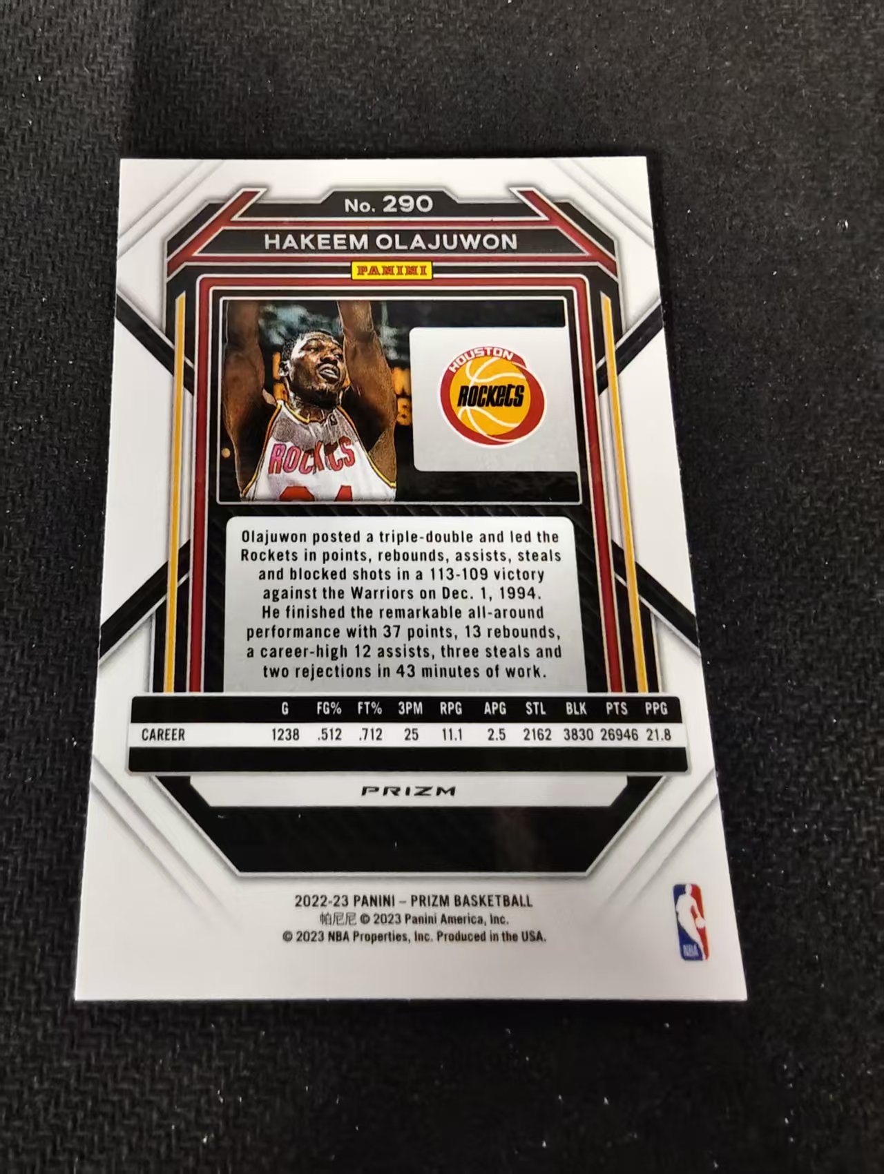 2022-23 Panini Prizm Hakeem Olajuwon 哈基姆 奥拉朱旺 火箭 hyper折 PZ 划痕 边角瑕疵 #290