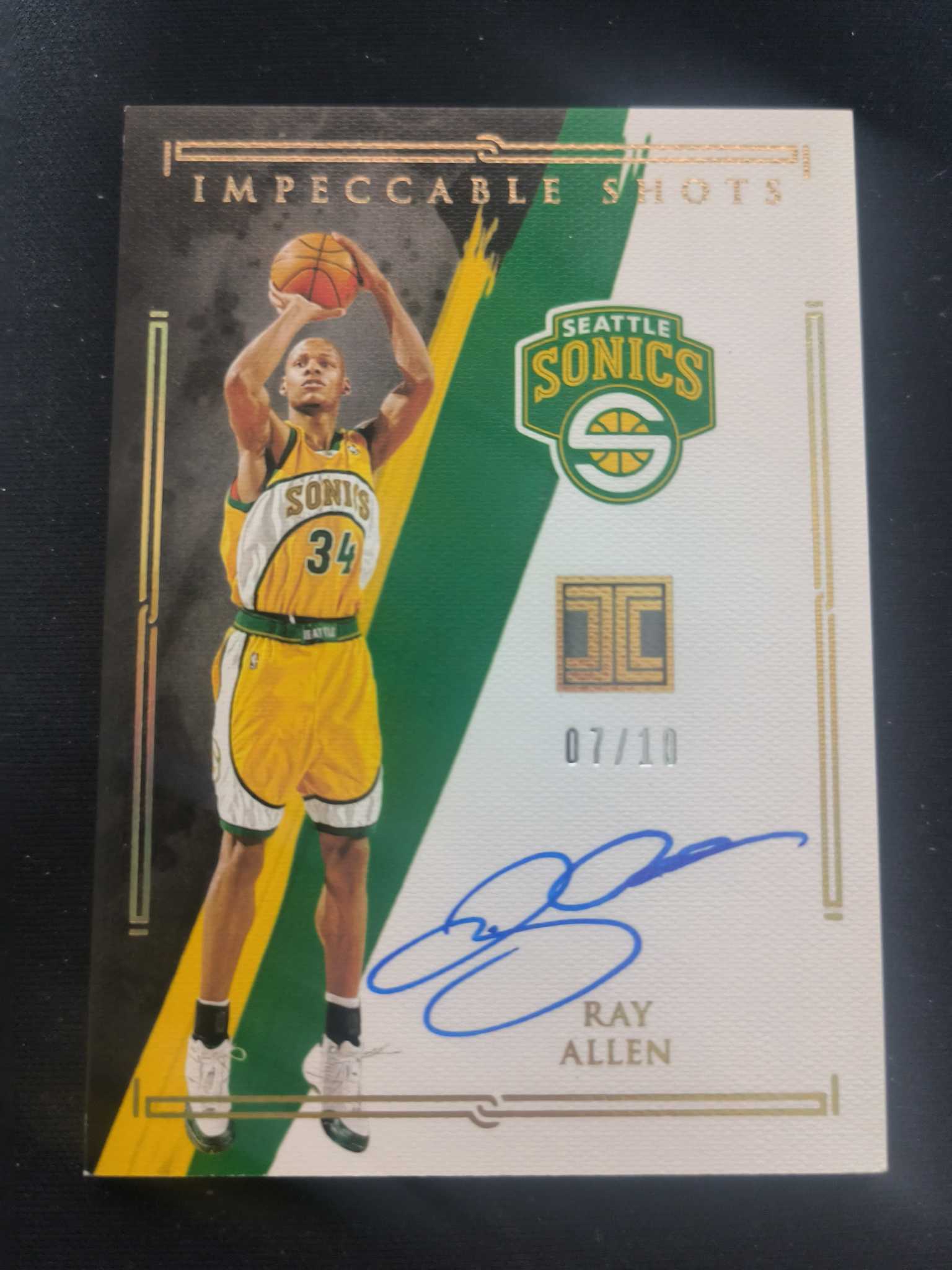 2020-21 Panini Impeccable Ray Allen 小真金 超音速队 雷 阿伦 10编 金 卡签 君子雷 75大球员 实卡精美 适合收藏!!!