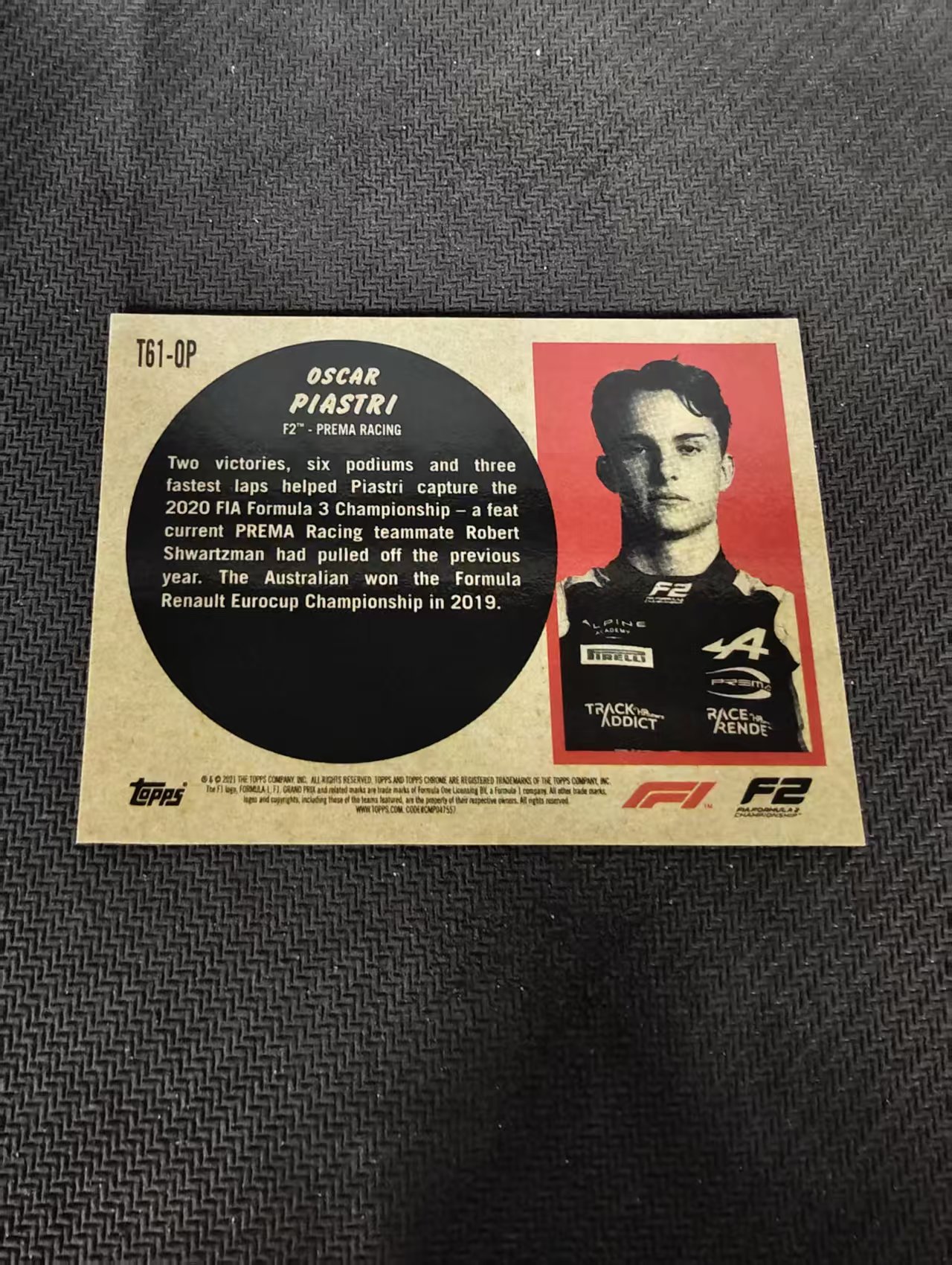 【汽水拍卖】2021 Topps Chrome F1 Oscar Piastri 奥斯卡 皮亚斯特里 迈凯伦车队 银折 F1 划痕 边角瑕疵 #OP