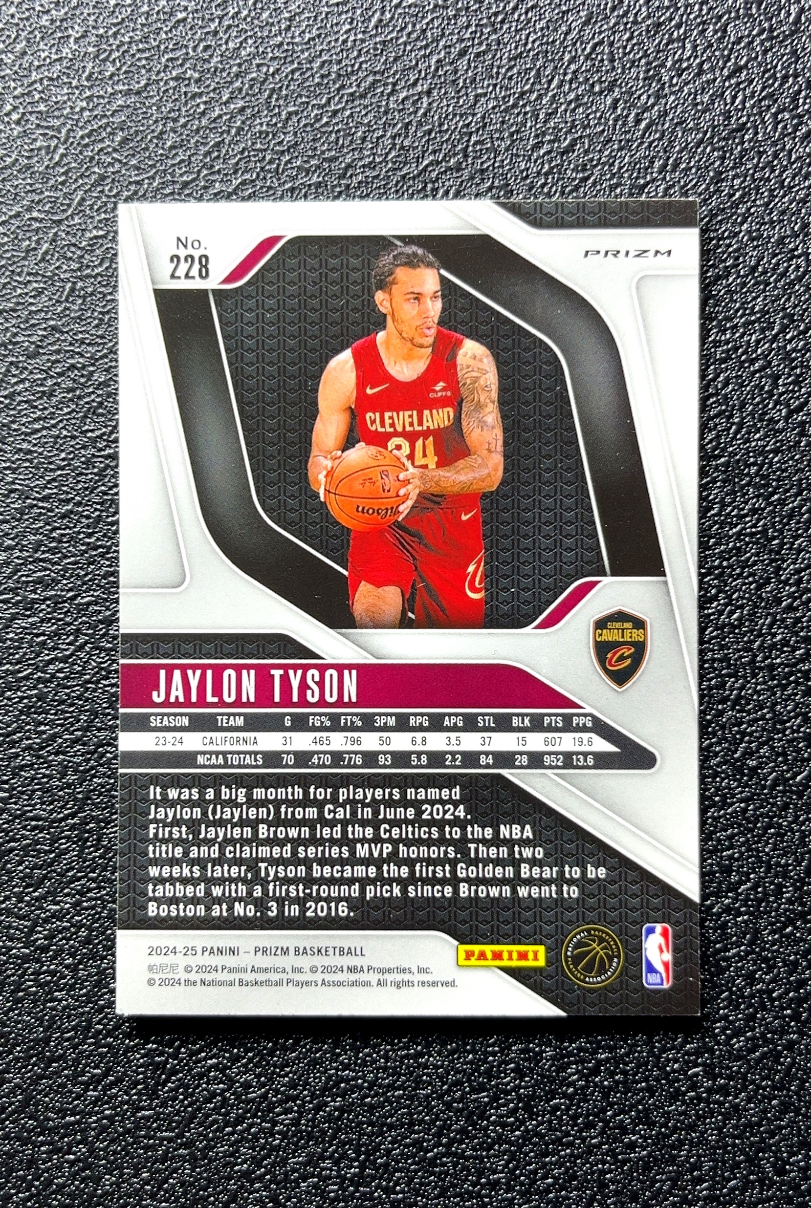【小白1%代卖】2024-25 Panini Prizm RC 新秀 Jaylon Tyson 杰隆·泰森 银折 折射 新秀 RC 卡品如图 高价值 #228 Cleveland 0712