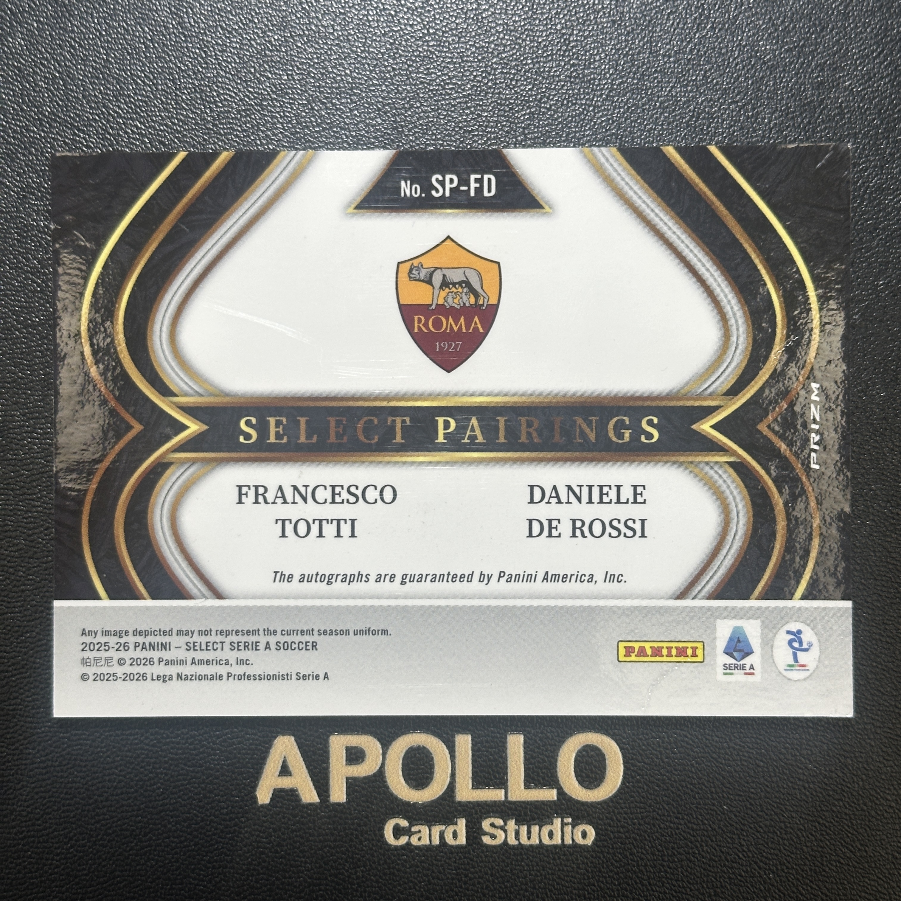 2025-26 Panini Select Francesco Totti De Rossi 托蒂&德罗西 意甲SE 罗马Roma 传奇队长 ...