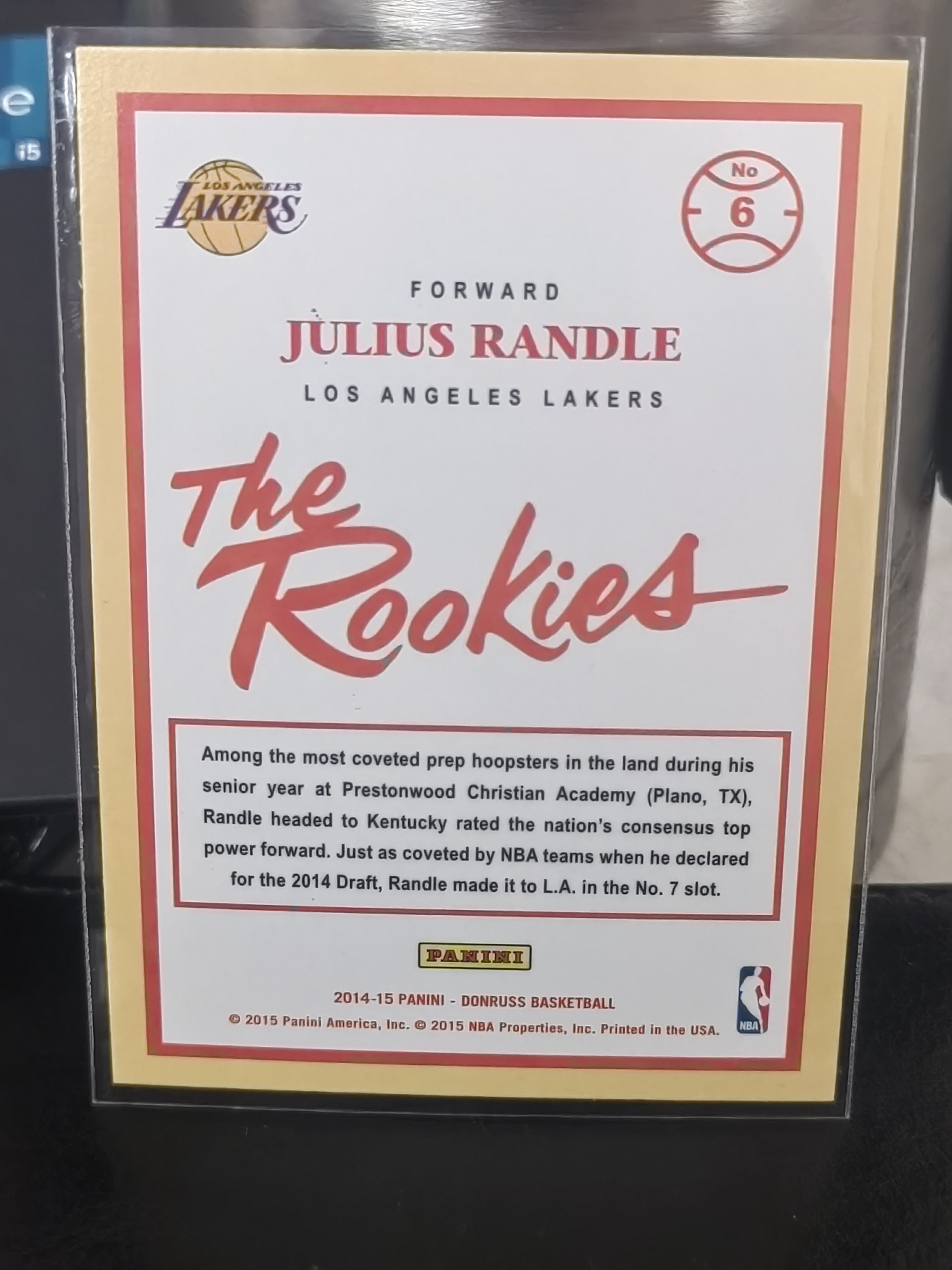 2014-15 Panini Donruss Julius Randle RC 杜蕾斯 新秀 朱利叶斯兰德尔 湖人 篮 白边白角 不保卡品 卡品如图
