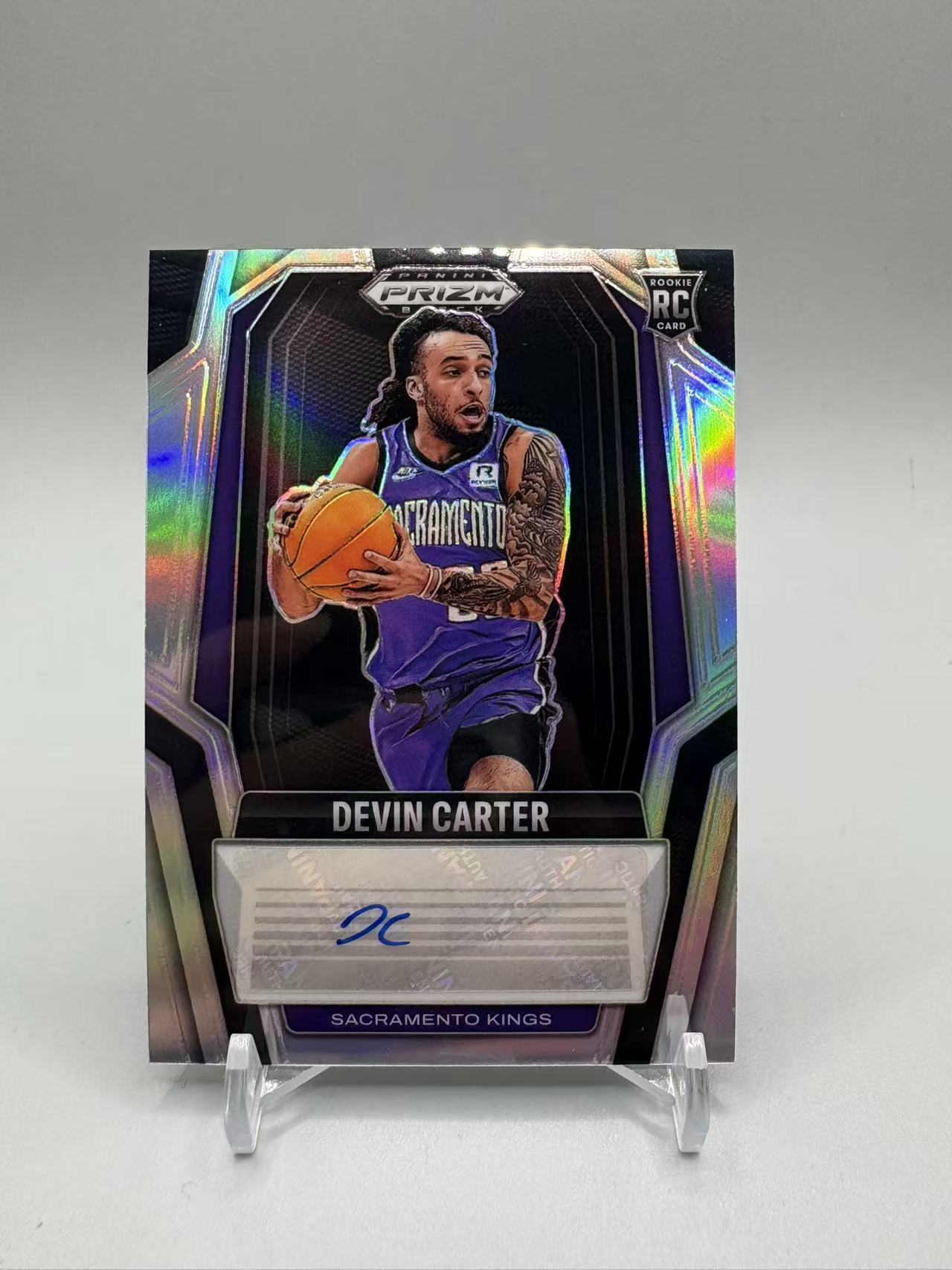 2025 Panini Prizm Devin Carter RC 【灰灰代拍】全新 篮球 PZ black 新秀 德文 卡特 签字 银折签 新秀签 国王 二哥