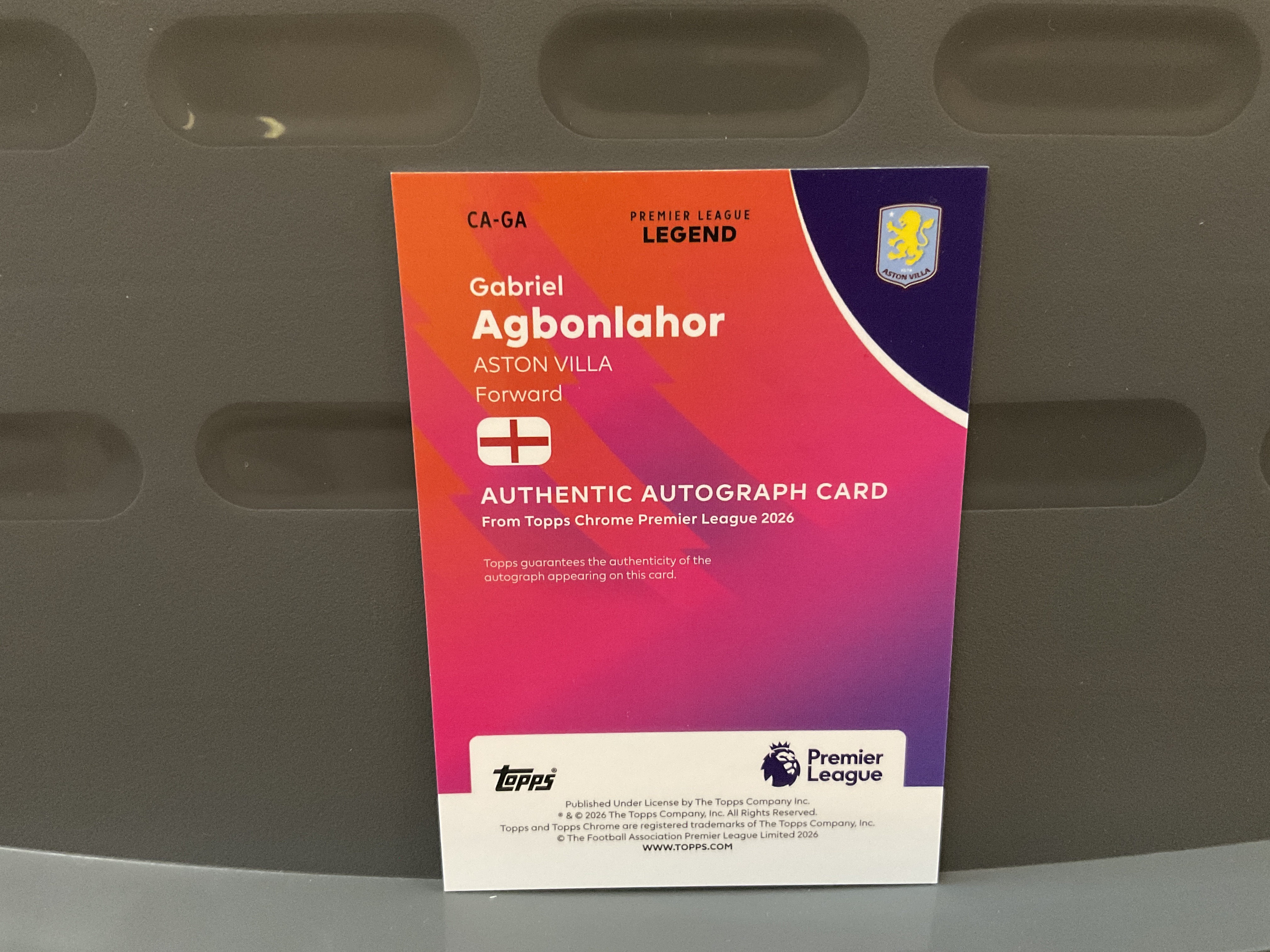 2026 Topps Chrome Gabriel Agbonlahor #CA-GA 阿邦拉霍 阿斯顿维拉 签字 折射 英超 EPL TC 元年 贴签