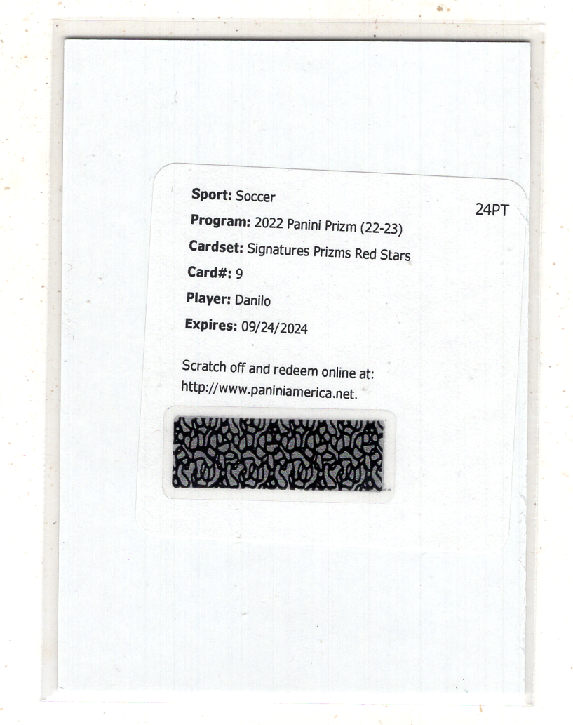 2022-23 Panini Prizm Danilo 【来拆波卡】达尼洛 prizm 红折 签字 星光