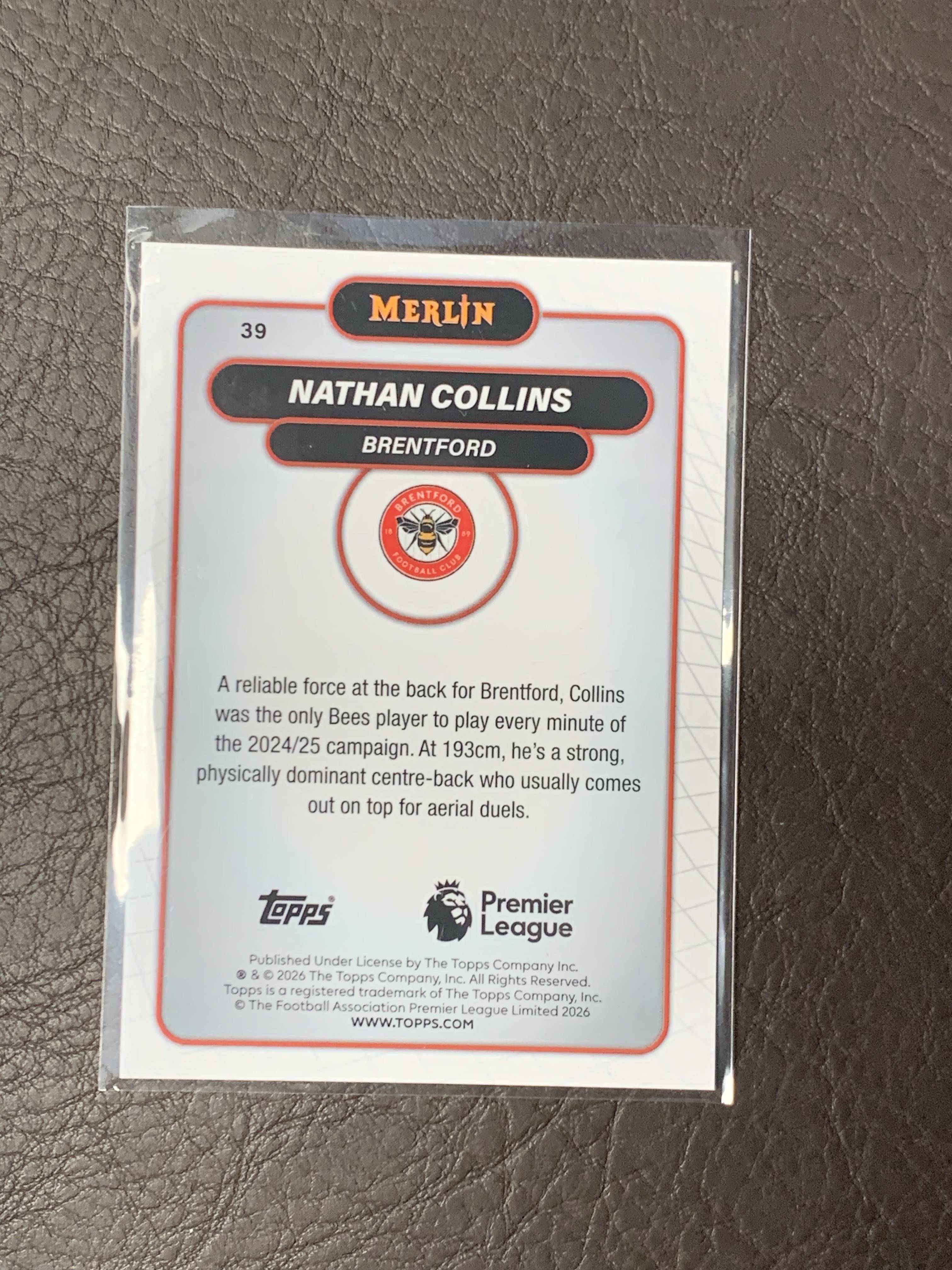 2026 Topps Merlin Nathan Collins 梅林 柯林斯 内森 111/199编 默认微瑕 绿MOJI折