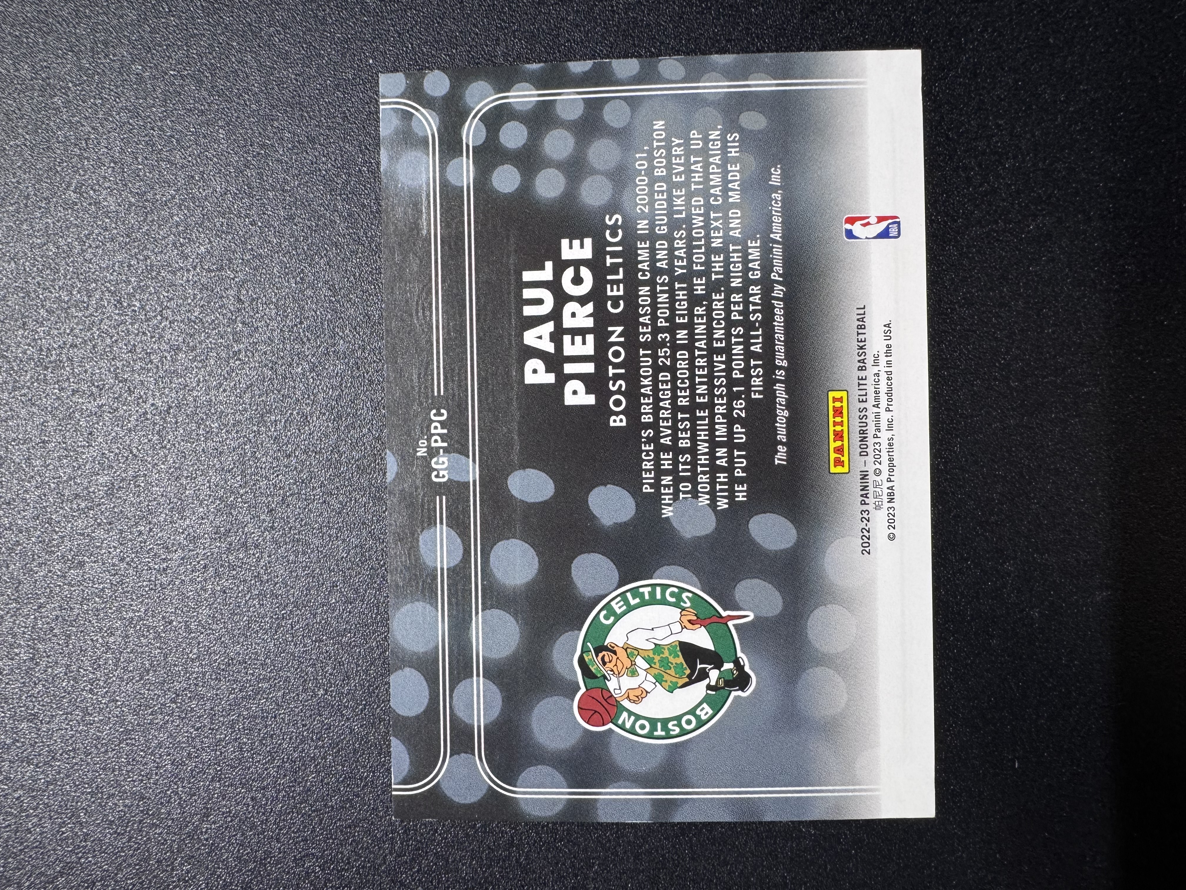 2022-23 Panini Donruss Elite Paul Pierce 杜蕾斯精英 波士顿凯尔特人 真理 保罗 皮尔斯10编 金平行 GG签字 卡签 卡品如图