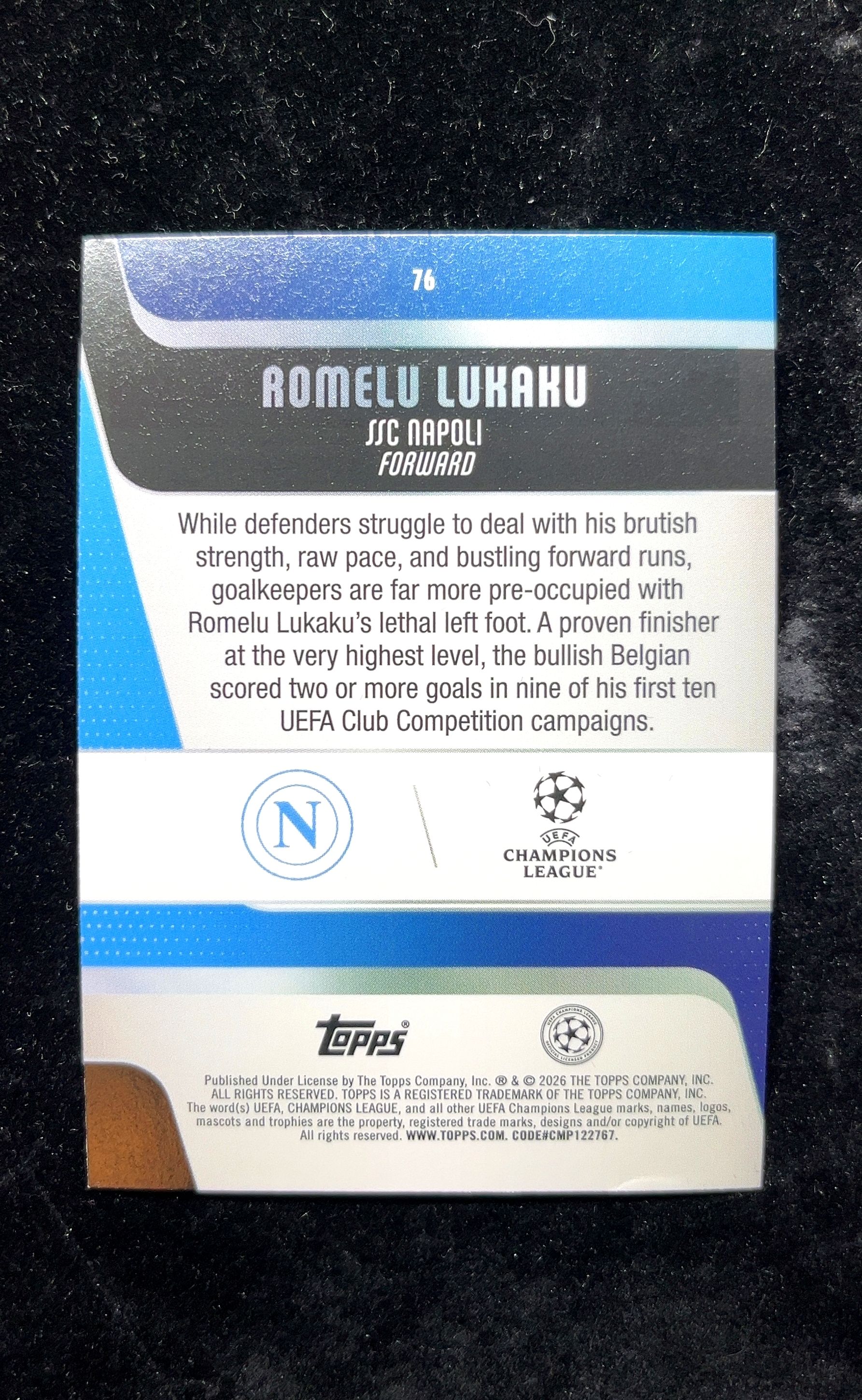 【小白1%代卖】2026 Topps Romelu Lukaku 罗梅卢·卢卡库 银圈圈折 折射 卡品如图 高价值 #76 SSC Napoli 那不勒斯 0626
