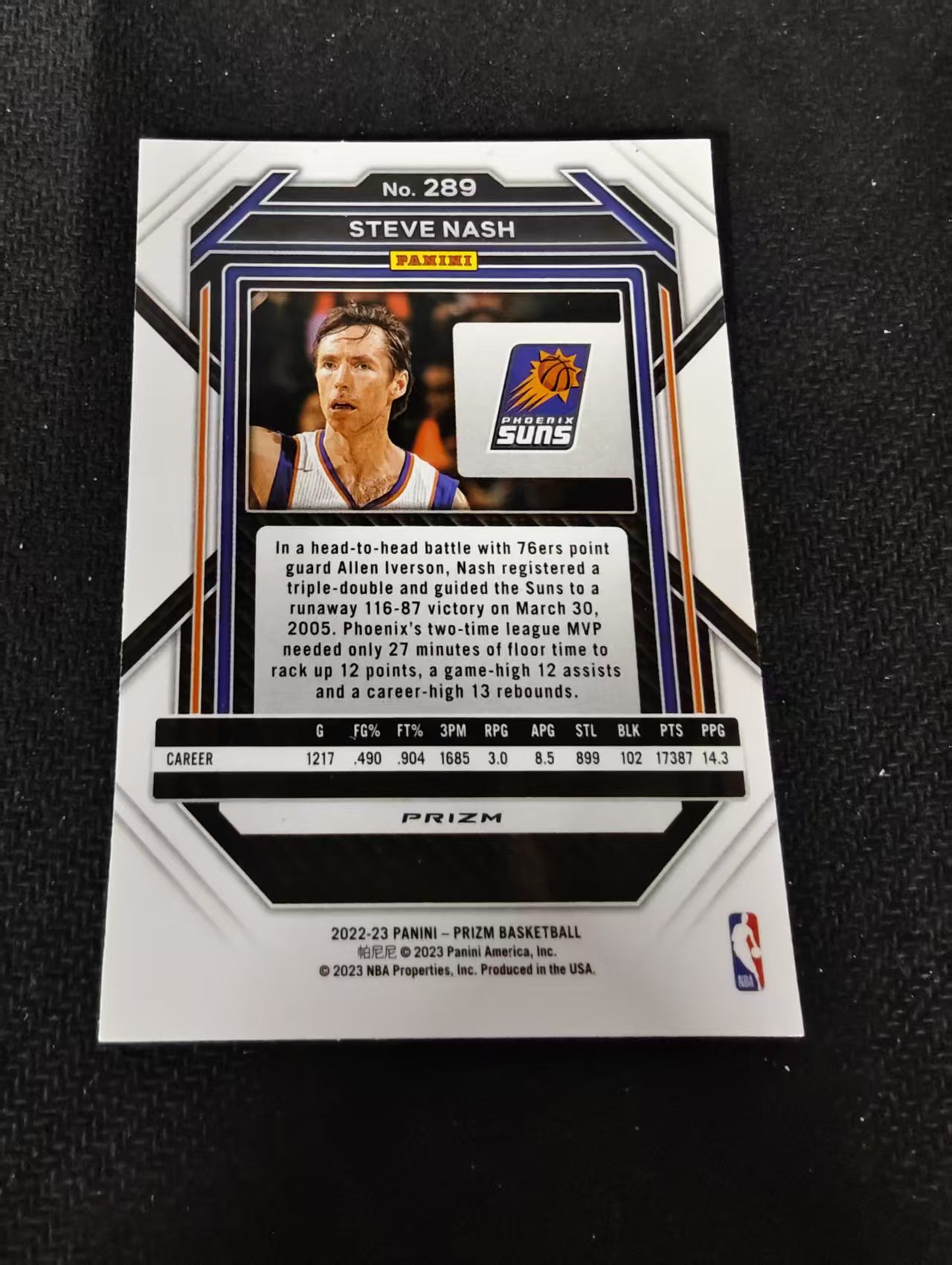 2022-23 Panini Prizm Steve Nash 史蒂夫 纳什 太阳 hyper折 PZ 划痕 边角瑕疵 #289