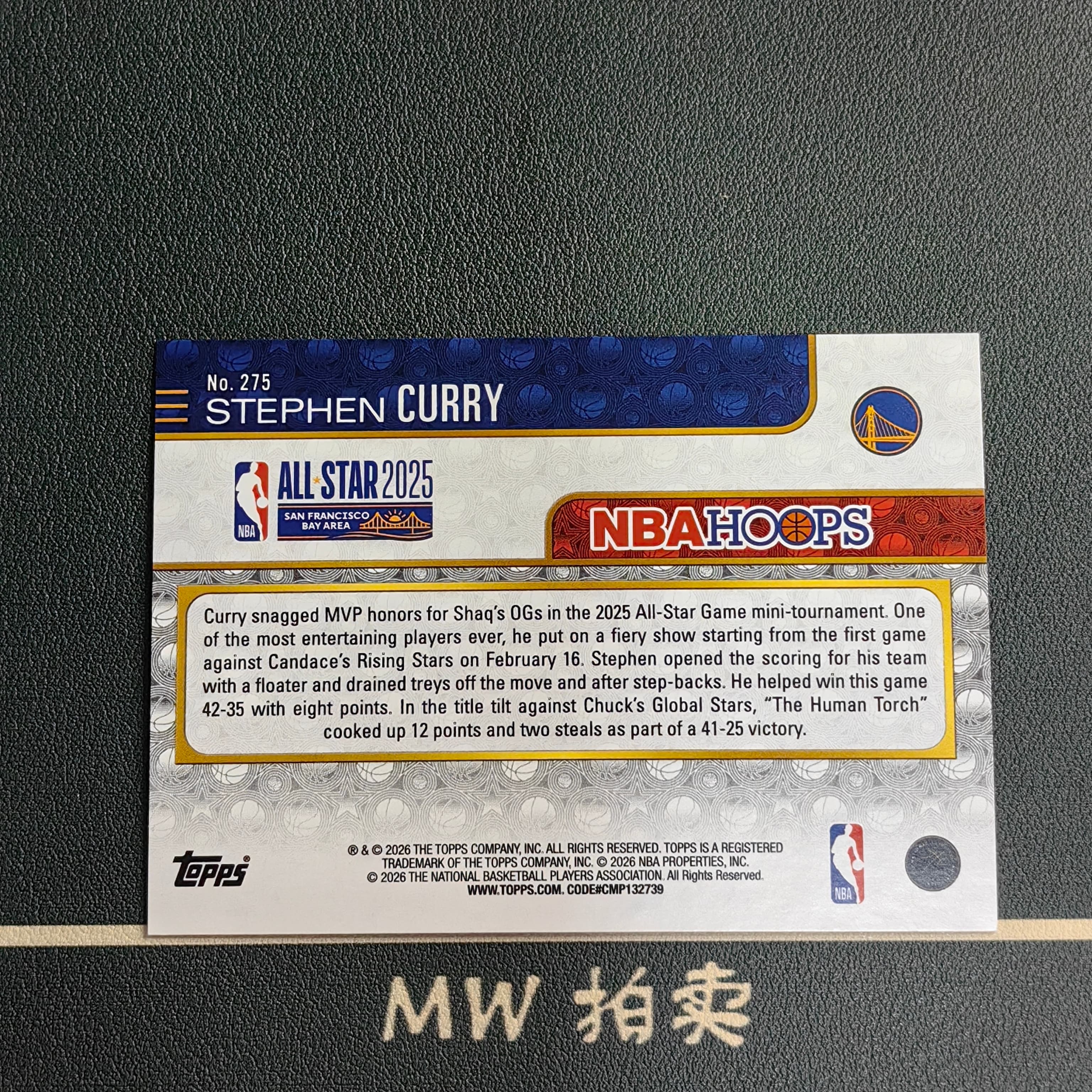 【MW拍卖】 斯蒂芬 库里 2025-26 Topps HOOPS 银折 NBA STEPHEN CURRY 勇士 全明星Base 1 -ZHOU