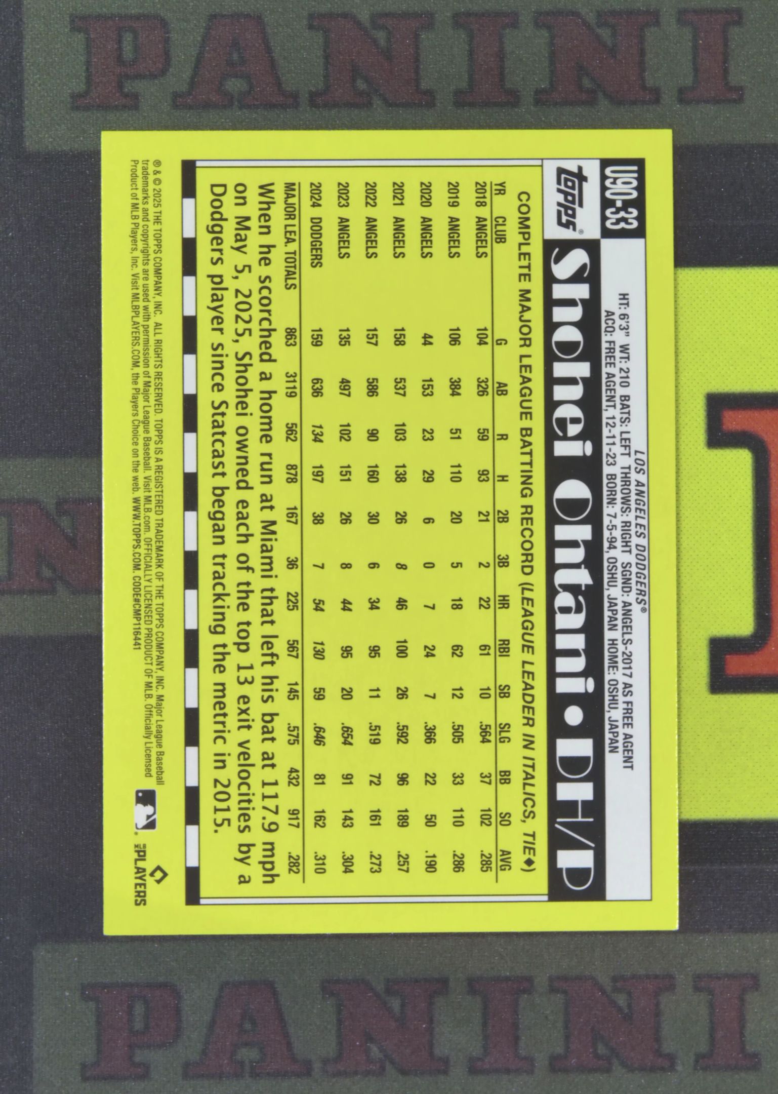 2025 Topps Update Shohei Ohtani Nirvana Project 大谷翔平 洛杉矶道奇 35周年 复古 银折 折射 卡品如图 收藏必备 吴¥