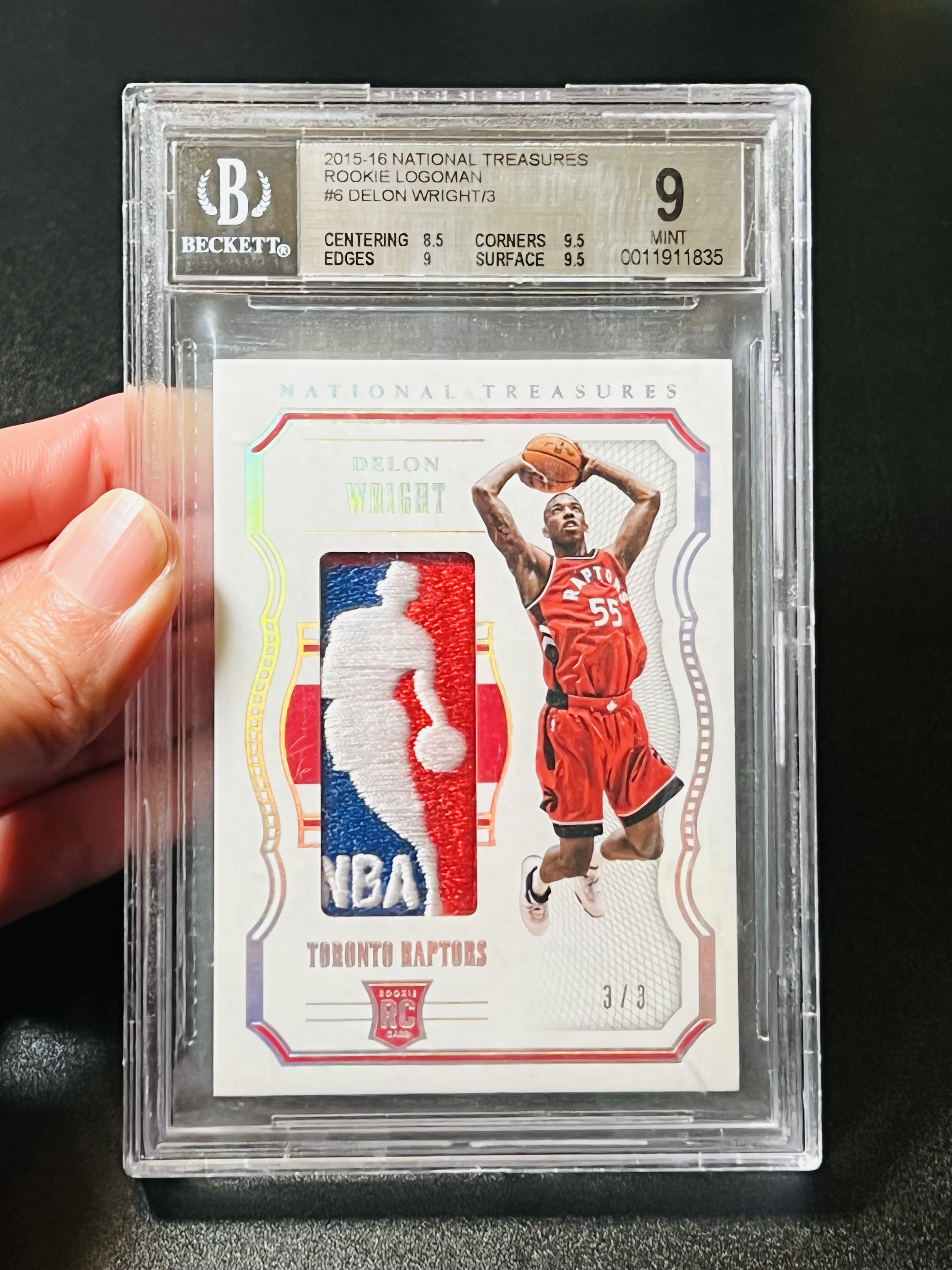 【喷子拍卖】2015 16 Panini National Treasures Delon Wright 国宝系列 多伦多猛龙 德朗 赖特 Rc 新秀 Logoman 3编 尾编 超美刺绣版 0920