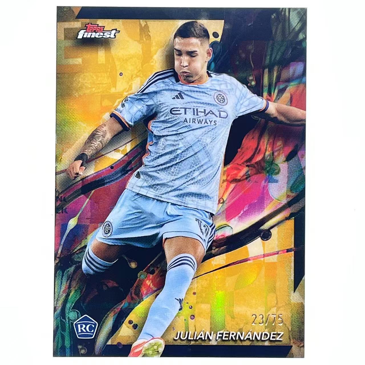 X 2023-24 Topps MLS Finest Julian Fernandez RC 胡利安 费尔南德斯 新秀 美国纽约城 美职联 75编 金折 折射 轻印如图 WWW#