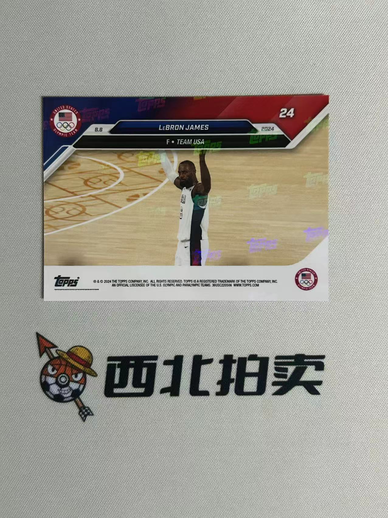 2024 Topps Now LeBron James 【西北拍卖】巴黎奥运会now 勒布朗詹姆斯 国王时刻选图 飞身上篮 关键时刻连续得分击败塞尔维亚 USA美国男篮 冠军骑士湖人 ty#7