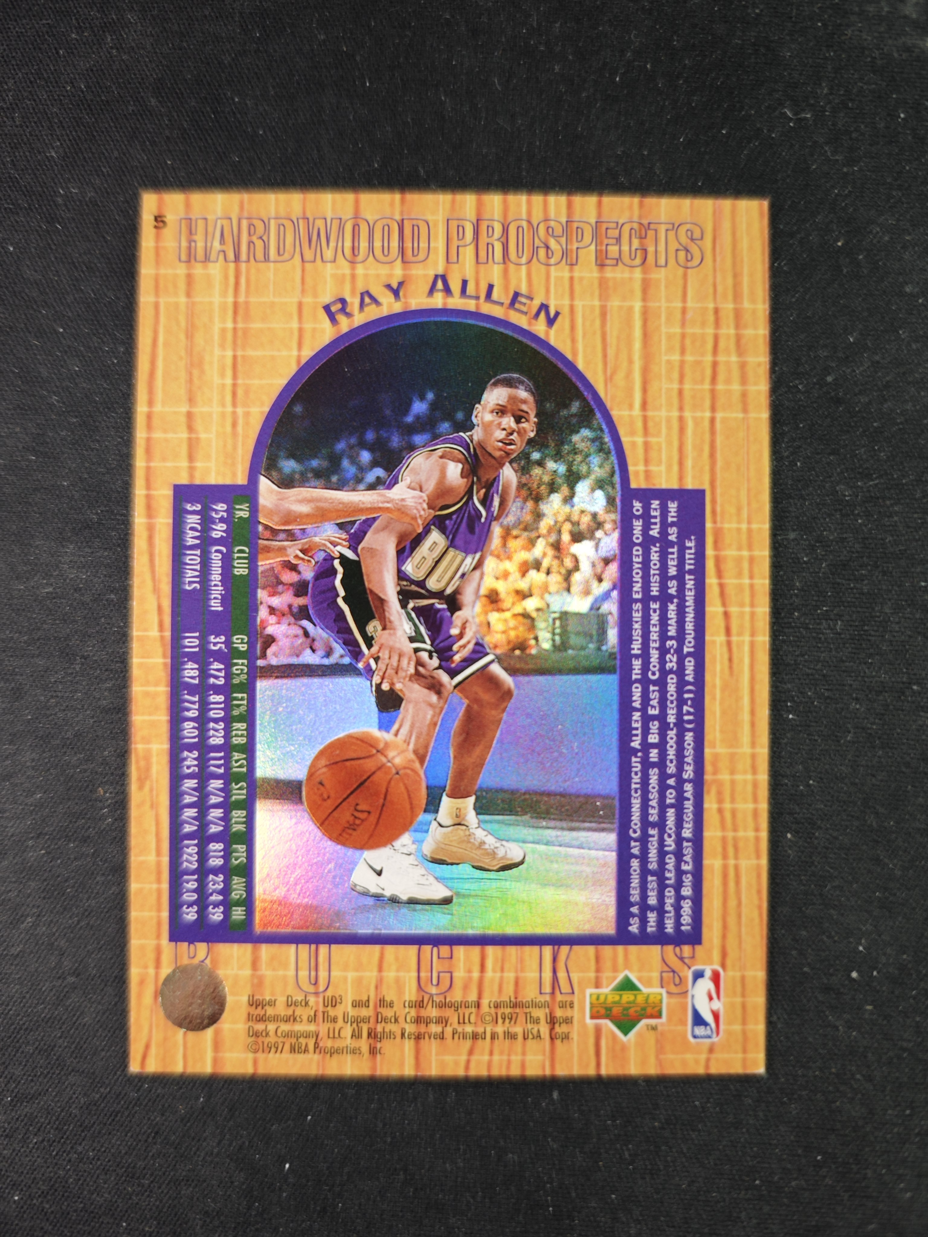 【蛤蟆特卖】雷阿伦 君子雷 1996-97 UPPER DECK UD3系列 新秀RC 木纹质感 双面折射设计 超级漂亮 绝版好卡 稀有老特 选图超帅 卡品如图 专收必备!