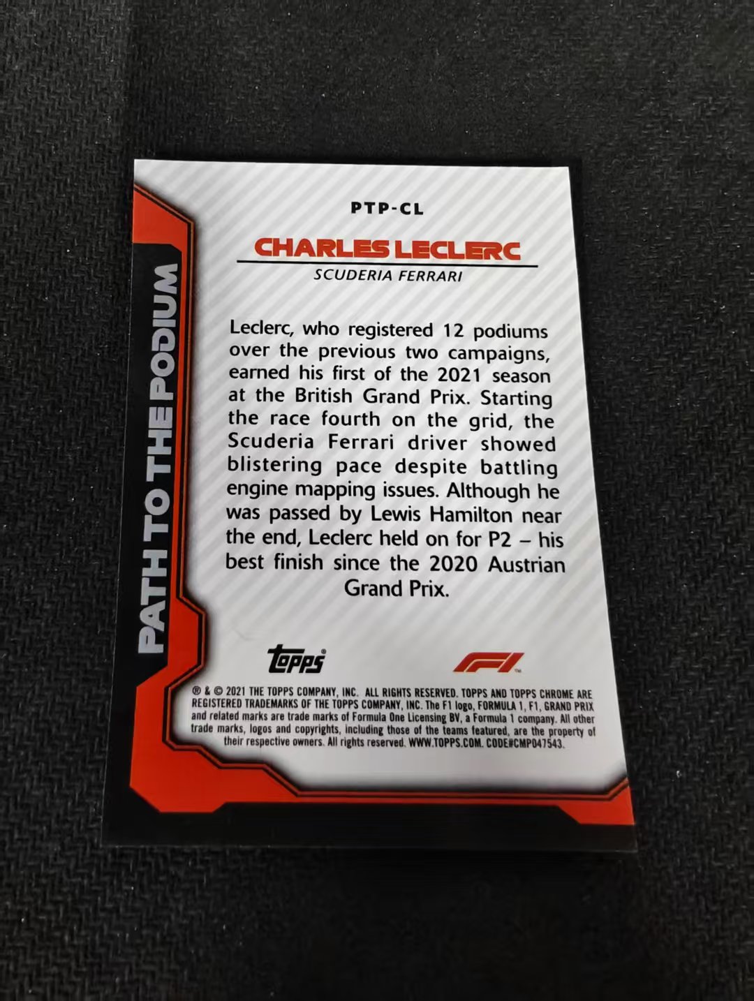 2021 TOPPS F1 CHROME Charles Leclerc 查尔斯 勒克莱尔 法拉利 银折 the podium特卡 边角瑕疵 #CL