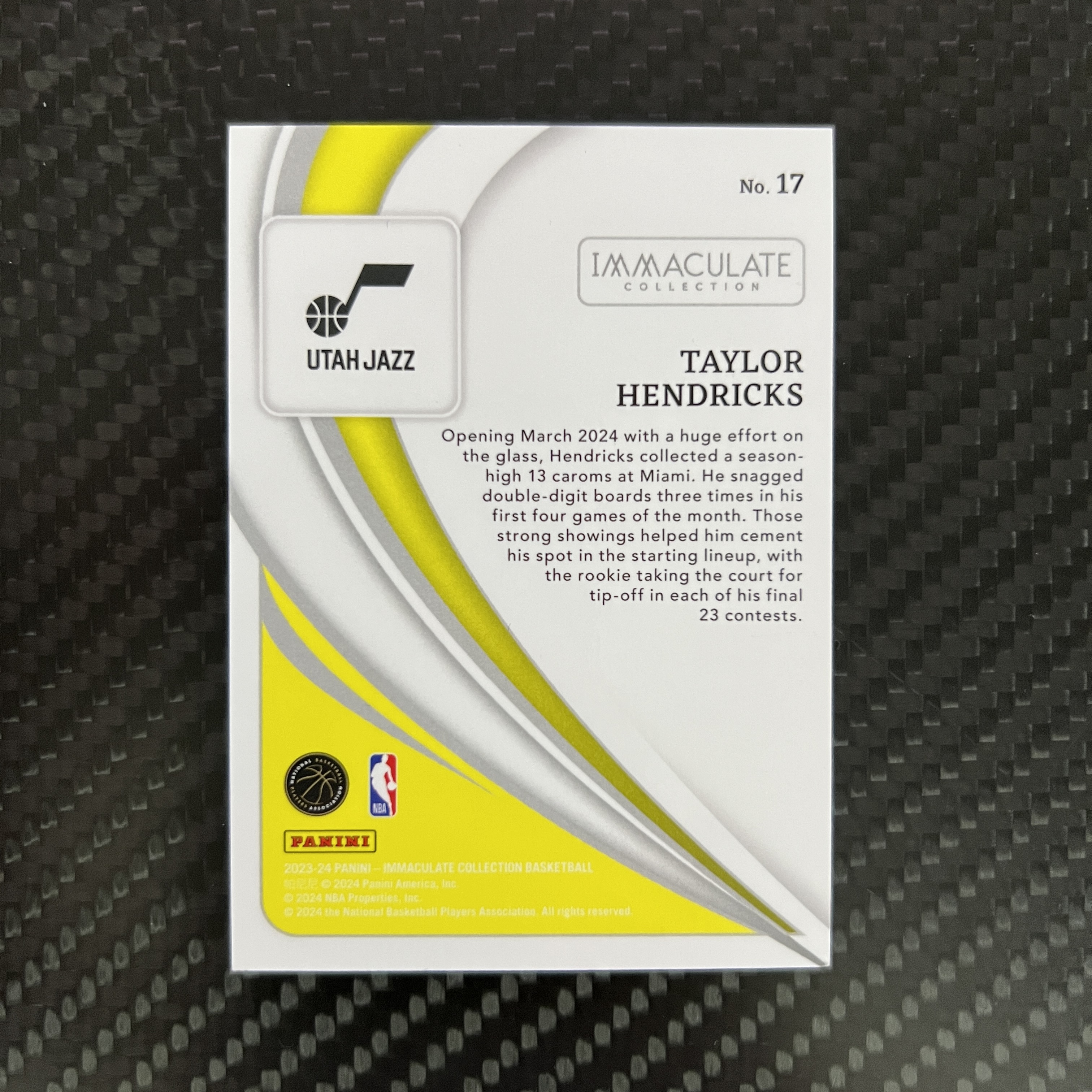 2023-24 Panini Immaculate Taylor Hendricks RC 【杰克森拍卖】泰勒 亨德里克斯 爵士 新秀 99编 有瑕疵 介意勿拍 朱迪