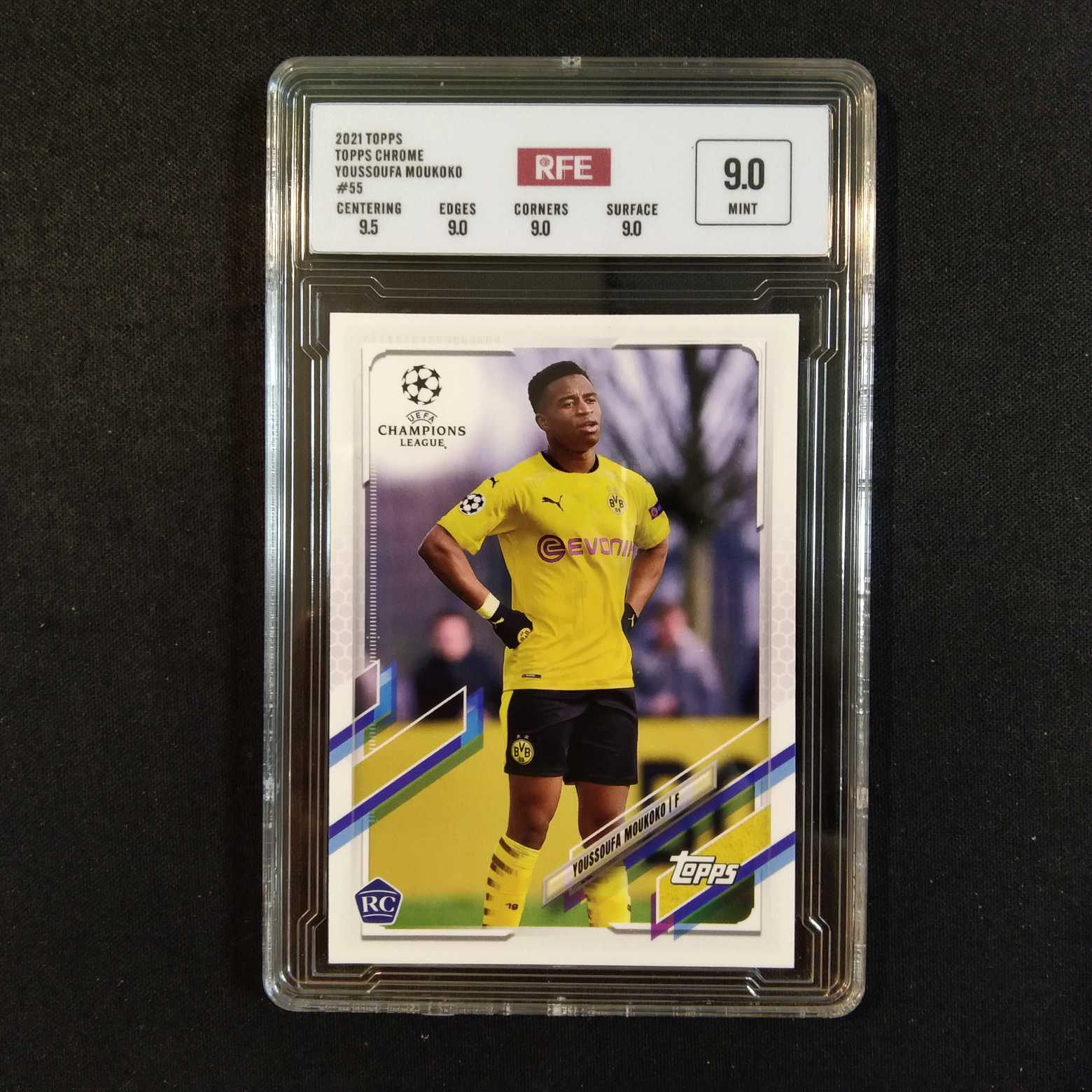 2021 Topps Chrome Youssoufa Moukoko 【蓝色星球】评级卡 新秀元年 穆科科 多特蒙德 实卡精美稀有 错过后悔 投资收藏必备（卡品如图，请看清再拍！）