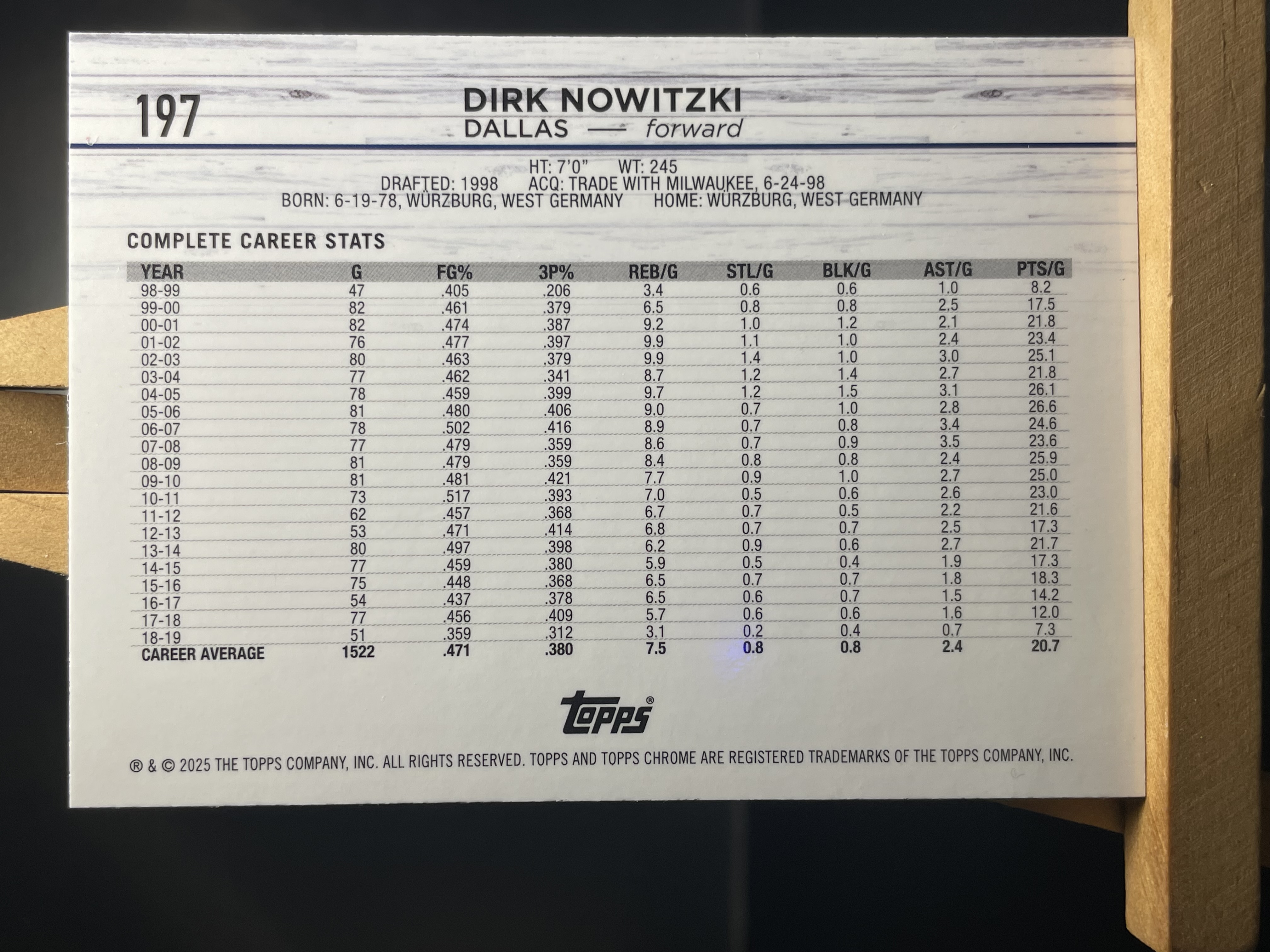 (B3) 2025 TOPPS 折射 德国战车 德克 诺维茨基 收藏凑套必备 卡品如图 !!!