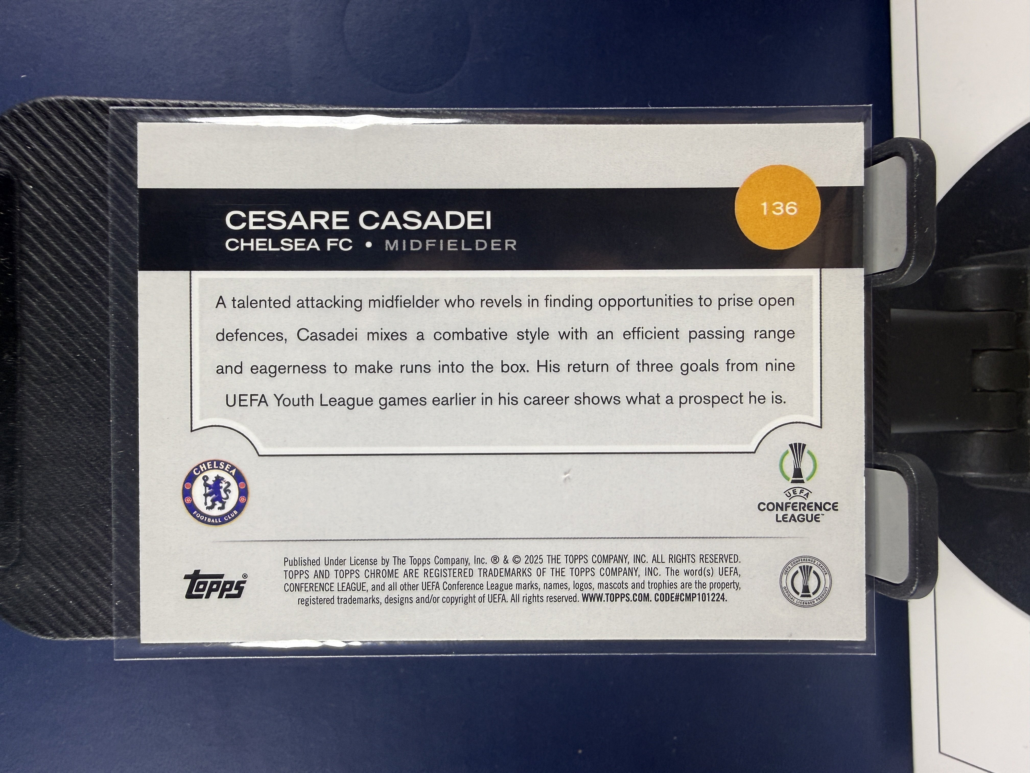 2024-25 Topps Chrome Cesare Casadei RC TC 欧冠 切尔西 新秀 卡萨代伊 粉折 折射 169/175编 收藏必备 (沸腾)