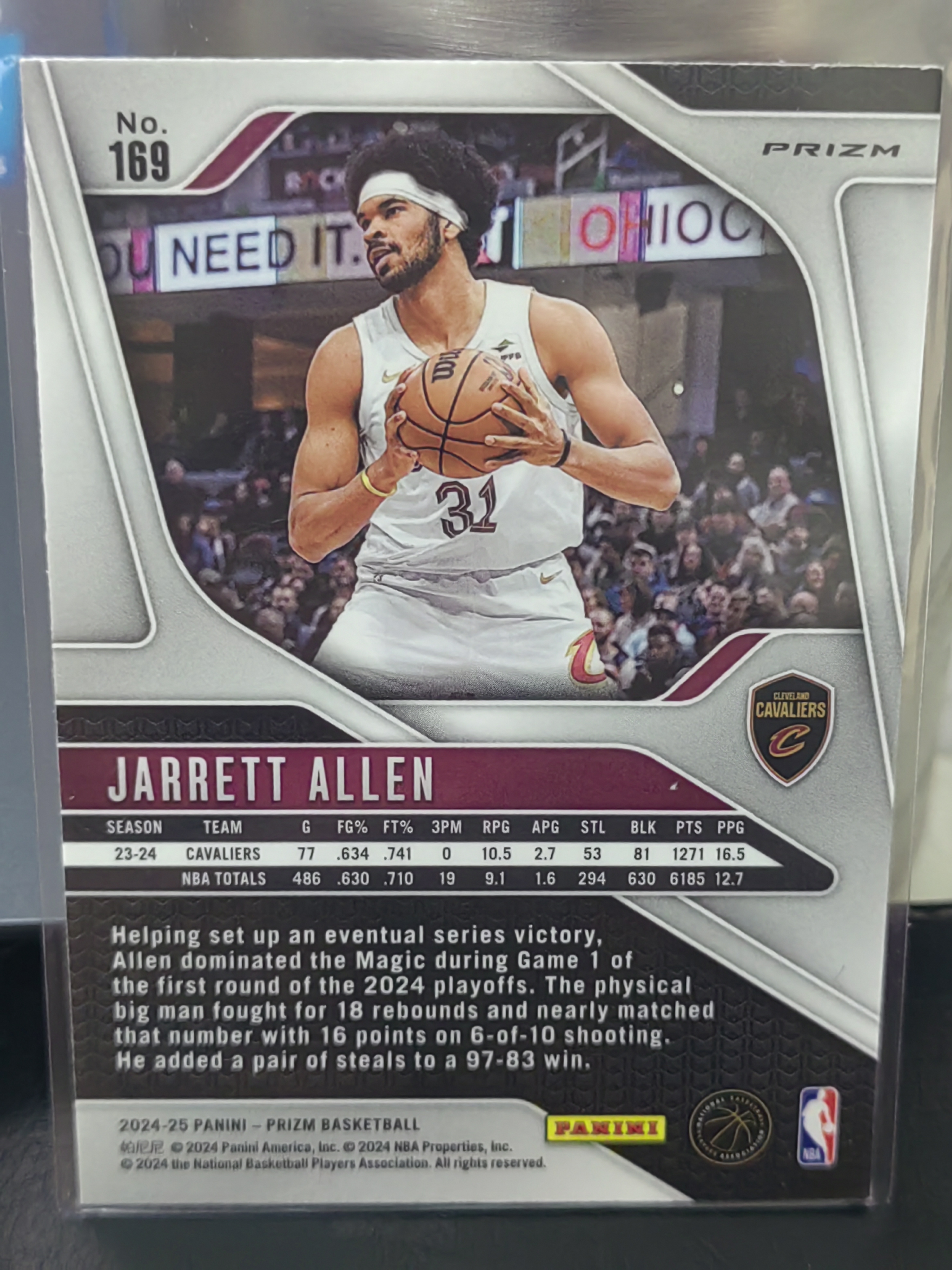 2024-25 Panini Prizm Jarrett Allen PZ 粉碎冰折 贾勒特阿伦 骑士 篮 白边白角 不保卡品 卡品如图