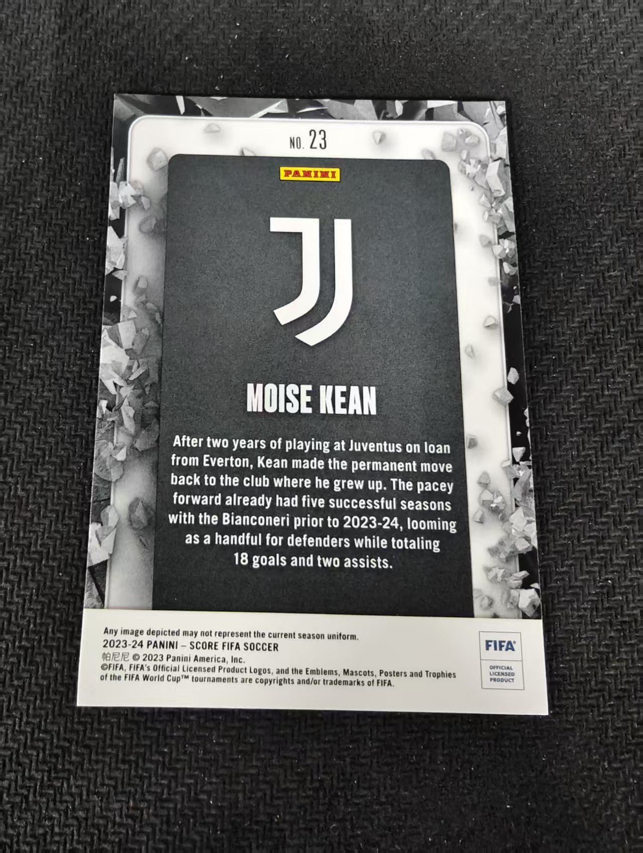 【可合并,不累计】2023-24 Panini Score Moise Kean 基恩 尤文图斯 FIFA 特卡 划痕 边角瑕疵 #23