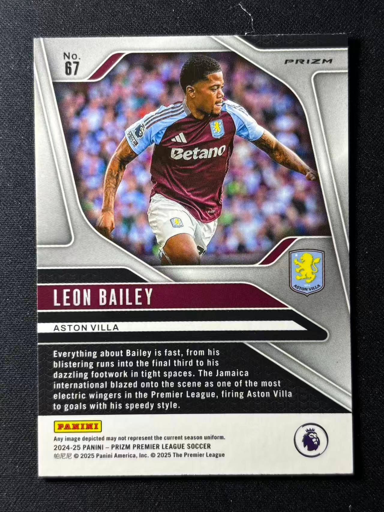 【梦卡拍卖】2024-25 Panini Prizm Premier League Leon Bailey 莱昂 贝利 大比例 虎皮 英超PZ 细节如图 #DD# 乐哥