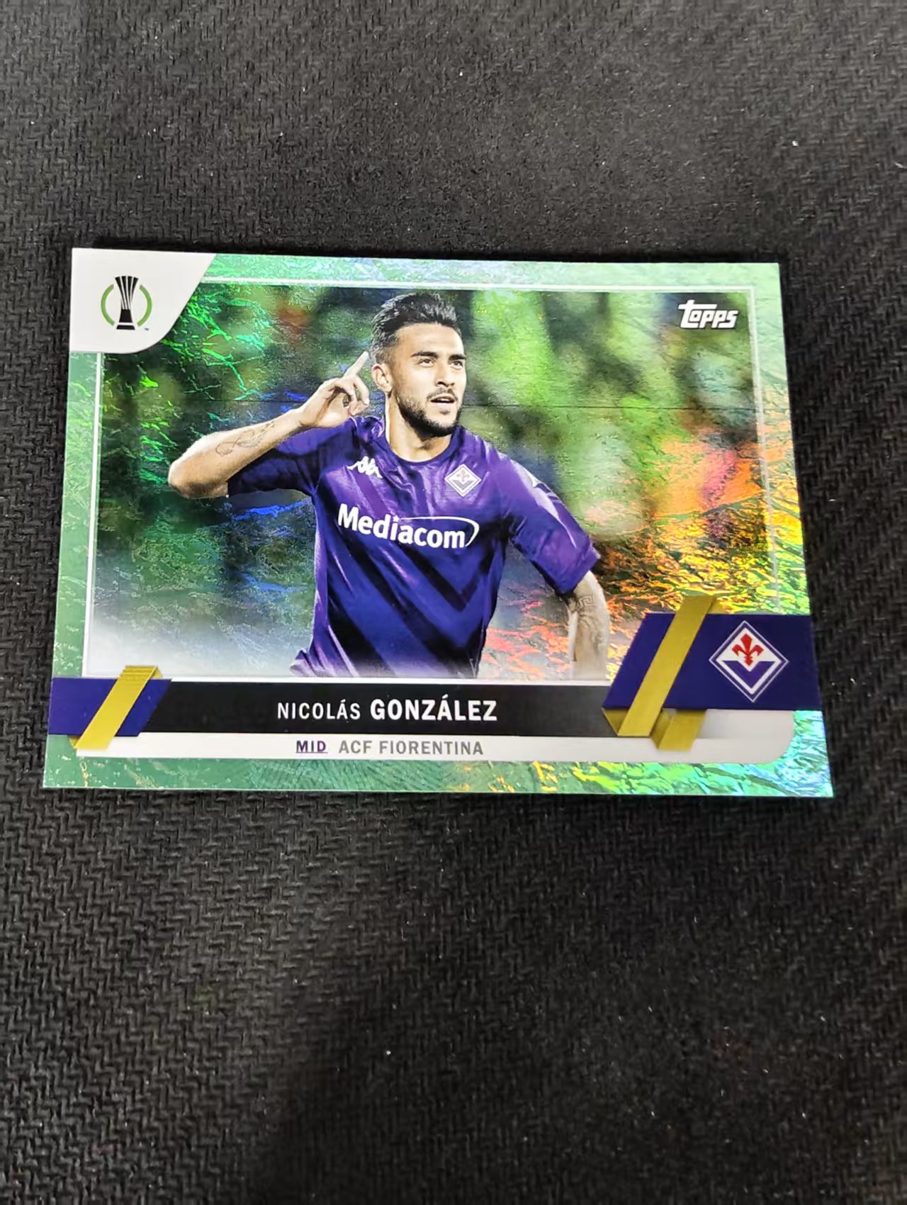 【可合并,不累计】2023 Topps Chrome NICOLAS GONZALEZ 尼古拉斯 冈萨雷斯 佛罗伦萨 碧玉折 欧冠 划痕 边角瑕疵 #77