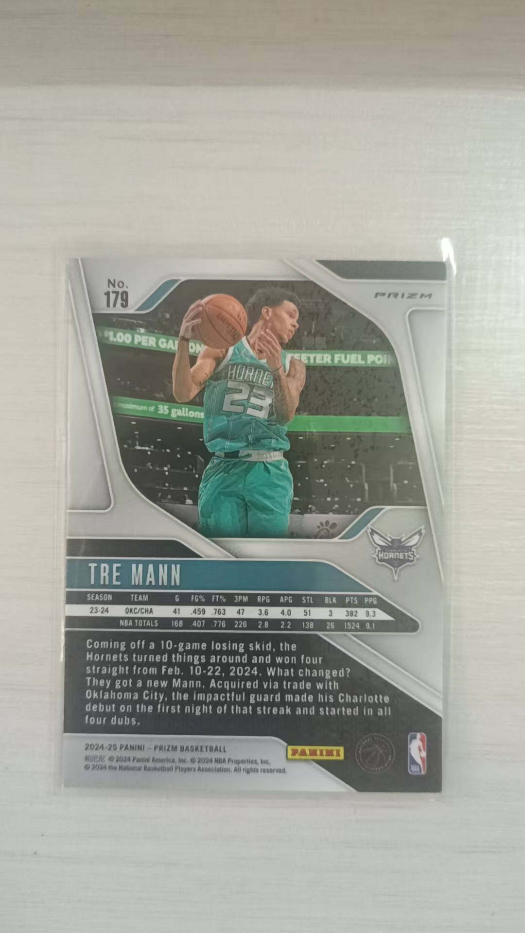 2024-25 Panini Prizm Tre Mann #179 黄蜂 特雷 曼恩 折射 PZ