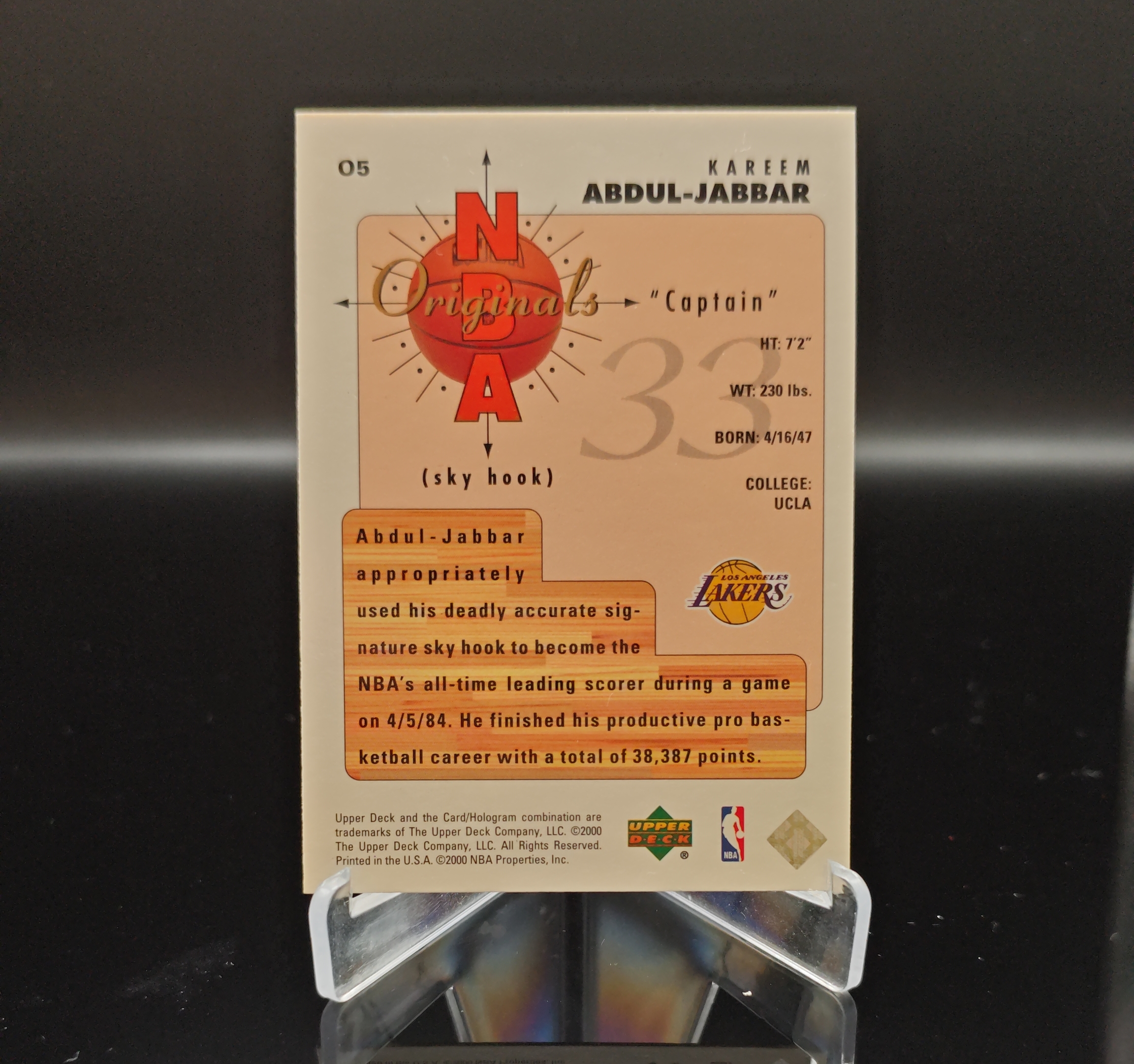 2000 Upper Deck Legends Kareem Abdul-Jabbar #O5 天勾 洛杉矶湖人 卡里姆阿布都贾巴尔 卡品如图