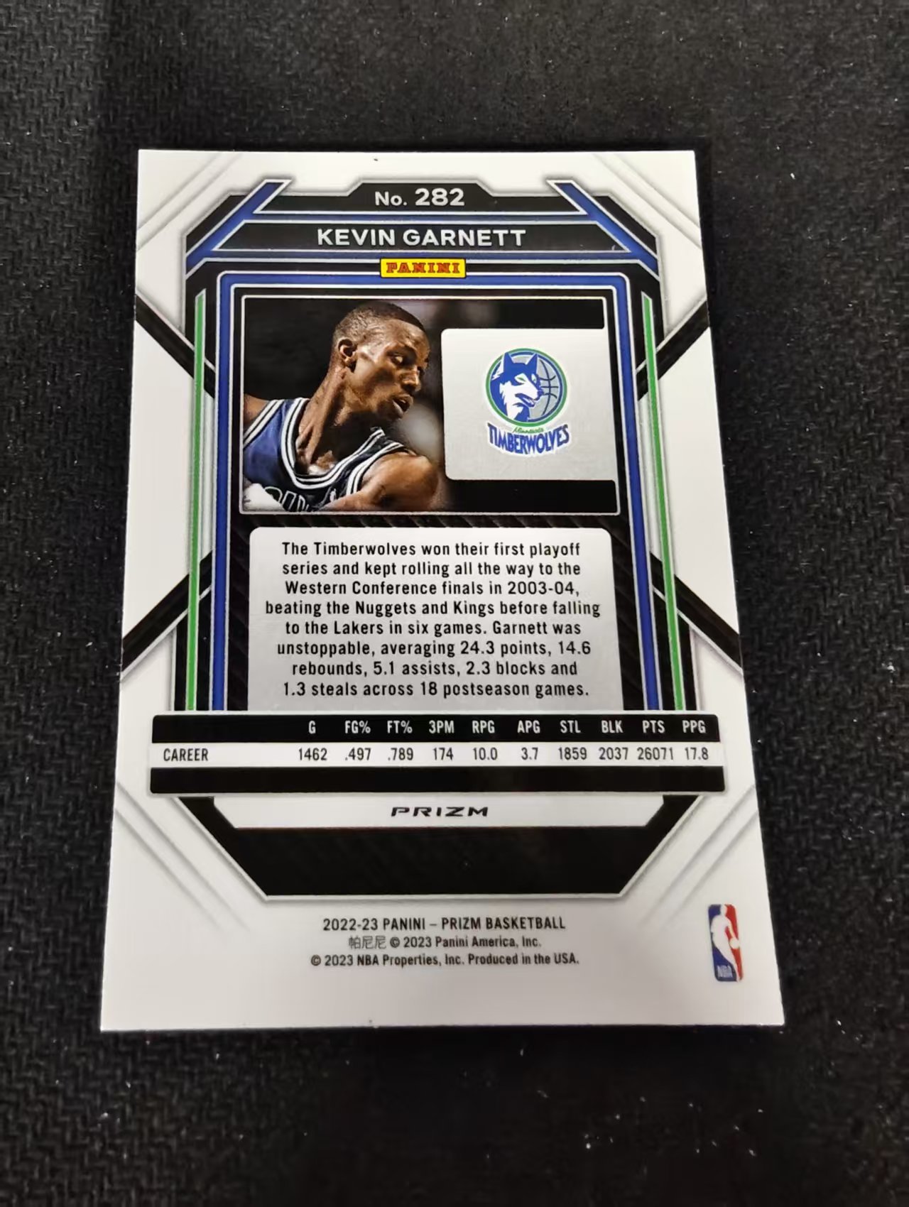 2022-23 Panini Prizm Kevin Garnett 凯文 加内特 森林狼 hyper折 PZ 划痕 边角瑕疵 #282