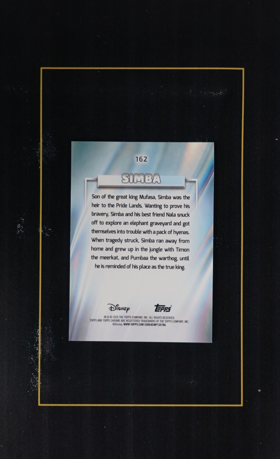 2026 topps chrom Marvel (MCU) Disney 迪士尼 SIMBA 辛巴 粉碎闪折 250编 狮子王#奥斯卡最佳动画长片 米奇 唐老鸭 爱莎 朱迪漫威皮克斯默认通行卡品