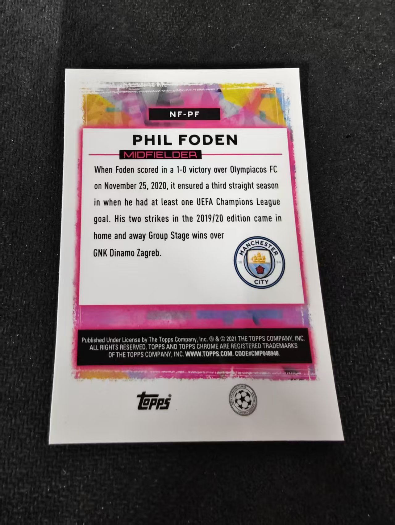 【可合并,不累计】2021 Topps Chrome Phil Foden 菲尔 福登 曼城 电音 联名 大比例 特卡 欧冠 银折 不保卡品 介意勿拍