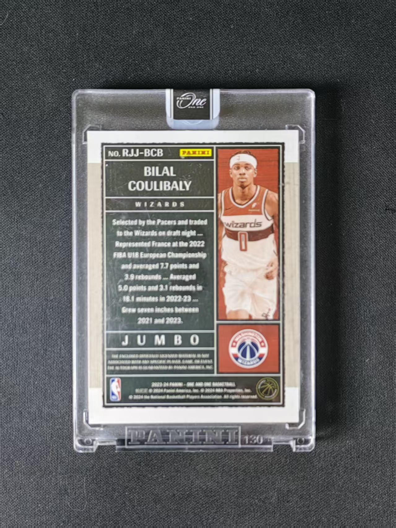 2023-24 Panini One and One Bilal Coulibaly RC 【林林拍卖吹c王】one系列 奇才 新秀 库利巴利 04/35编 RPA 球衣实物物料 卡签签字 原封砖磨损